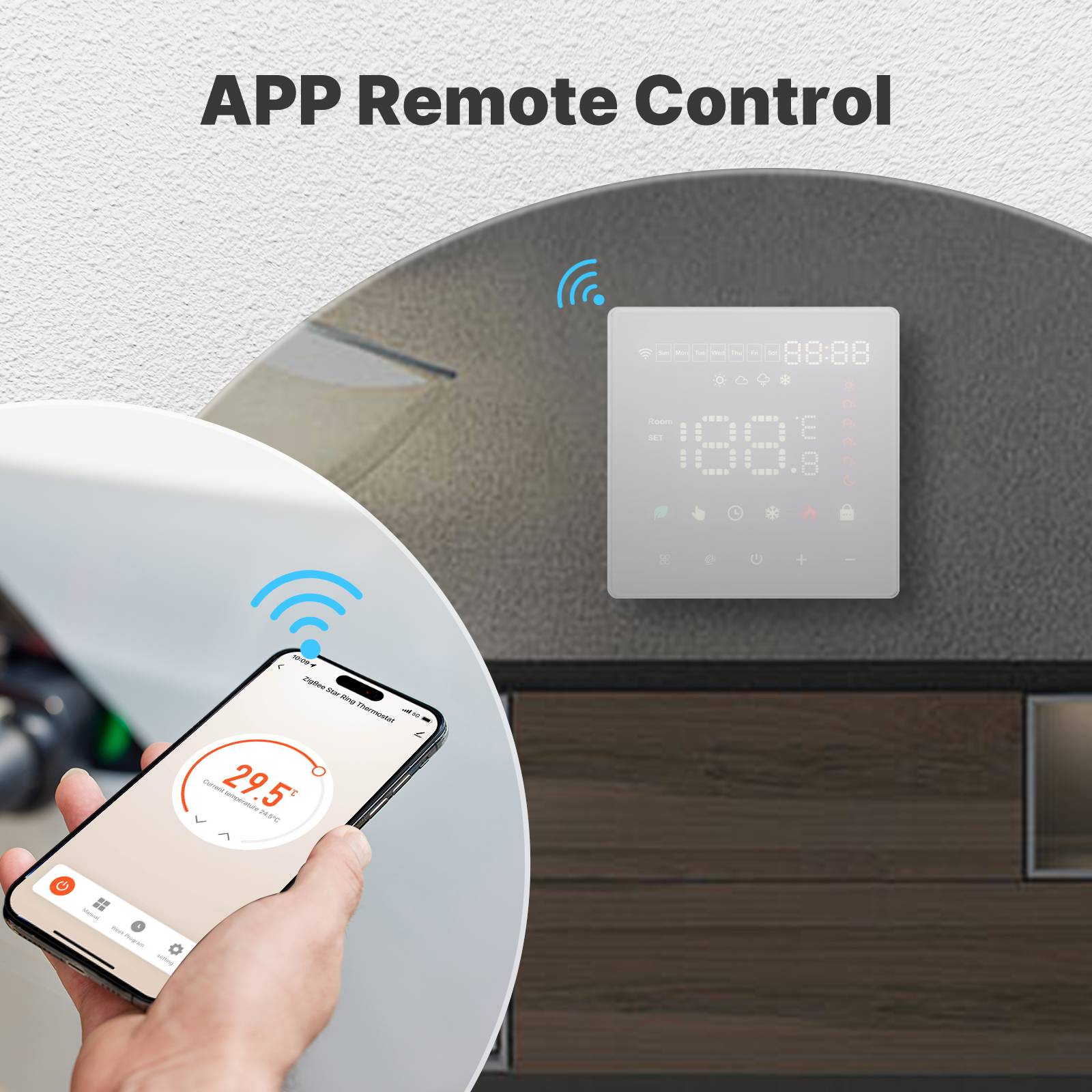 WiFi Smart Thermostat Programmable Temperature Controller Water Boiler Electric Heating、mySite、fannypackpong