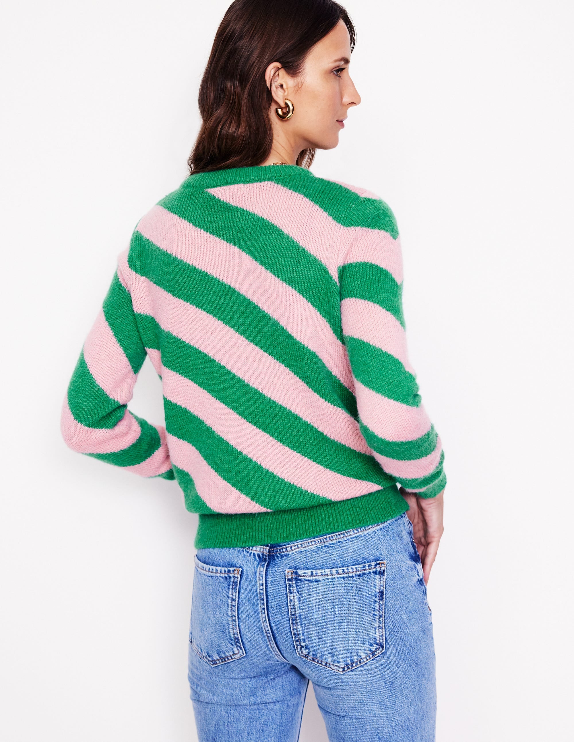  Fluffy Diagonal Stripe Jumper-Party Pink, Rich Emerald Green、mySite、ashleygrahame