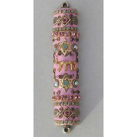 Michal Golan Swarovski Crystals on Pink Mezuzah、mySite、topwebapps