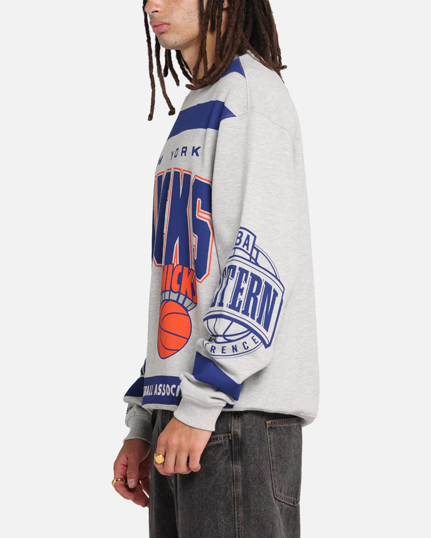 Mitchell & Ness New York Knicks Letterform Crewneck Grey Marle/Official Team Color、mySite、zt4zffjzw