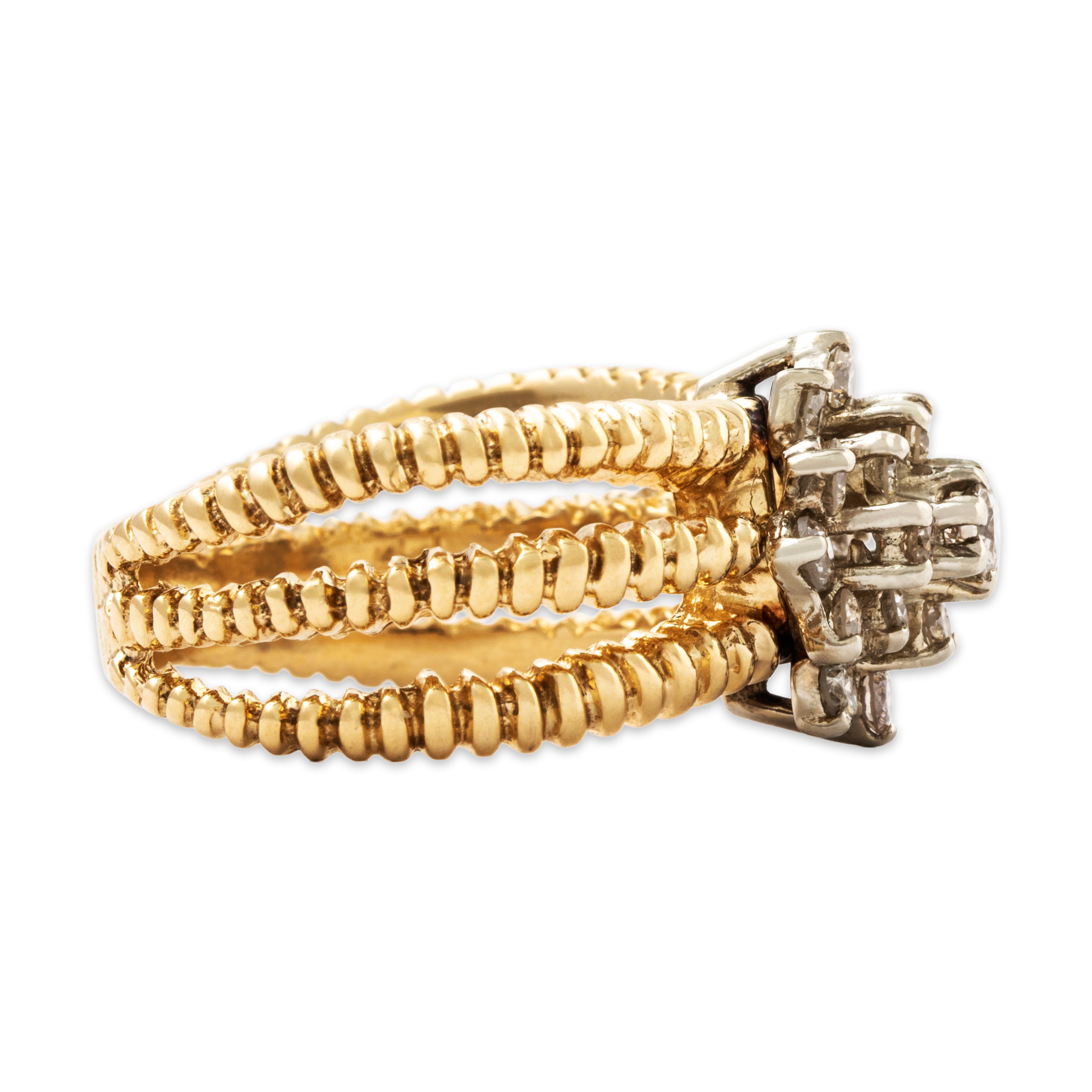 Vintage Heavy 14k Yellow Gold .785cttw Diamond Triple Band Ring 6.50、mySite、hinf8tx79