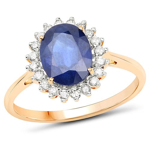 Princess Sapphire and Diamond Halo Ring 2.45ctw in 14K Yellow Gold、mySite、g9winljtr