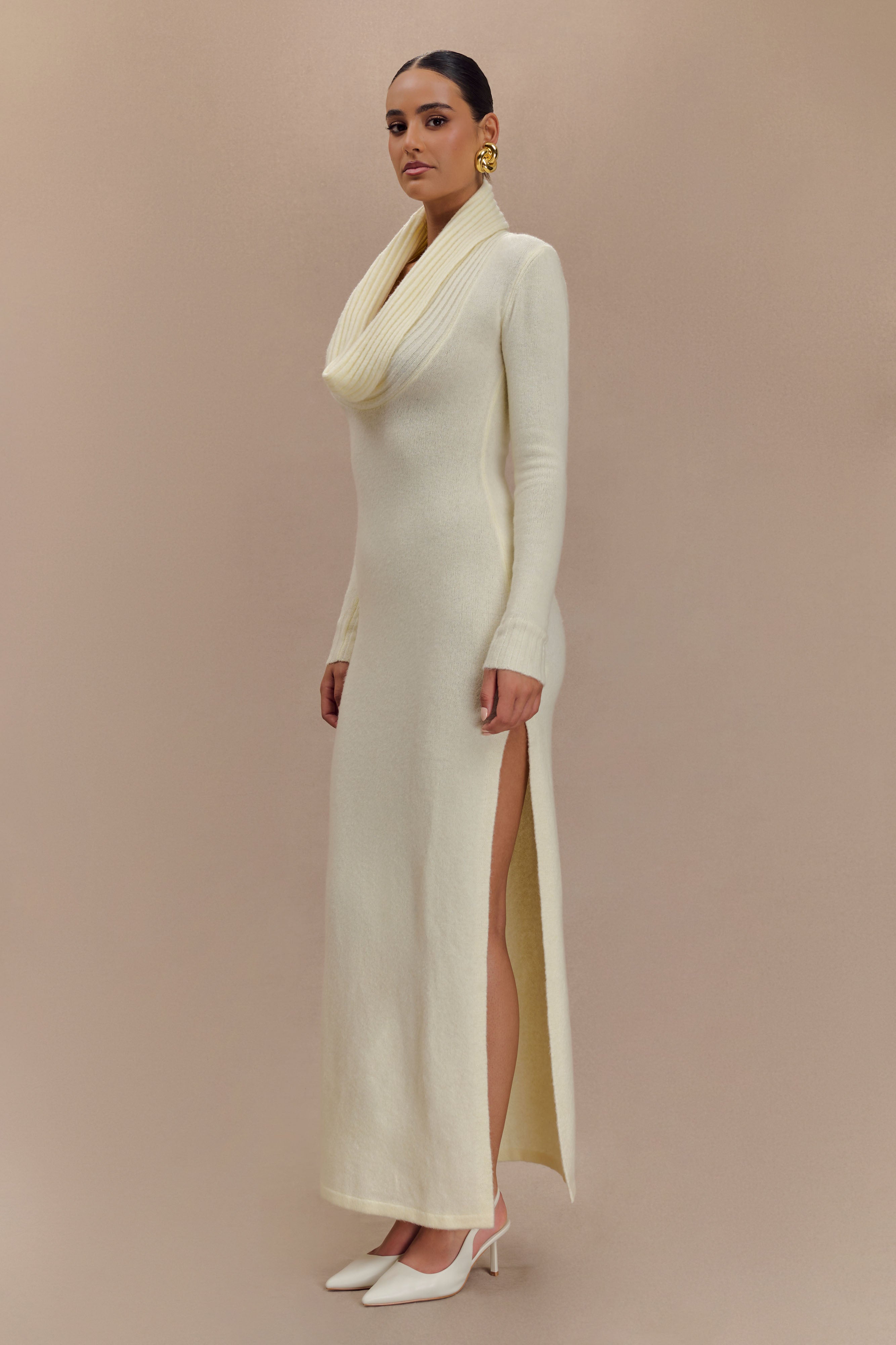 Alessandra Reversible Knit Maxi Dress - Ivory Marle、mySite、solidvoid