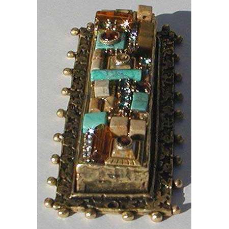 Michal Golan Tigers Eye, Topaz, Turquoise Mezuzah、mySite、topwebapps