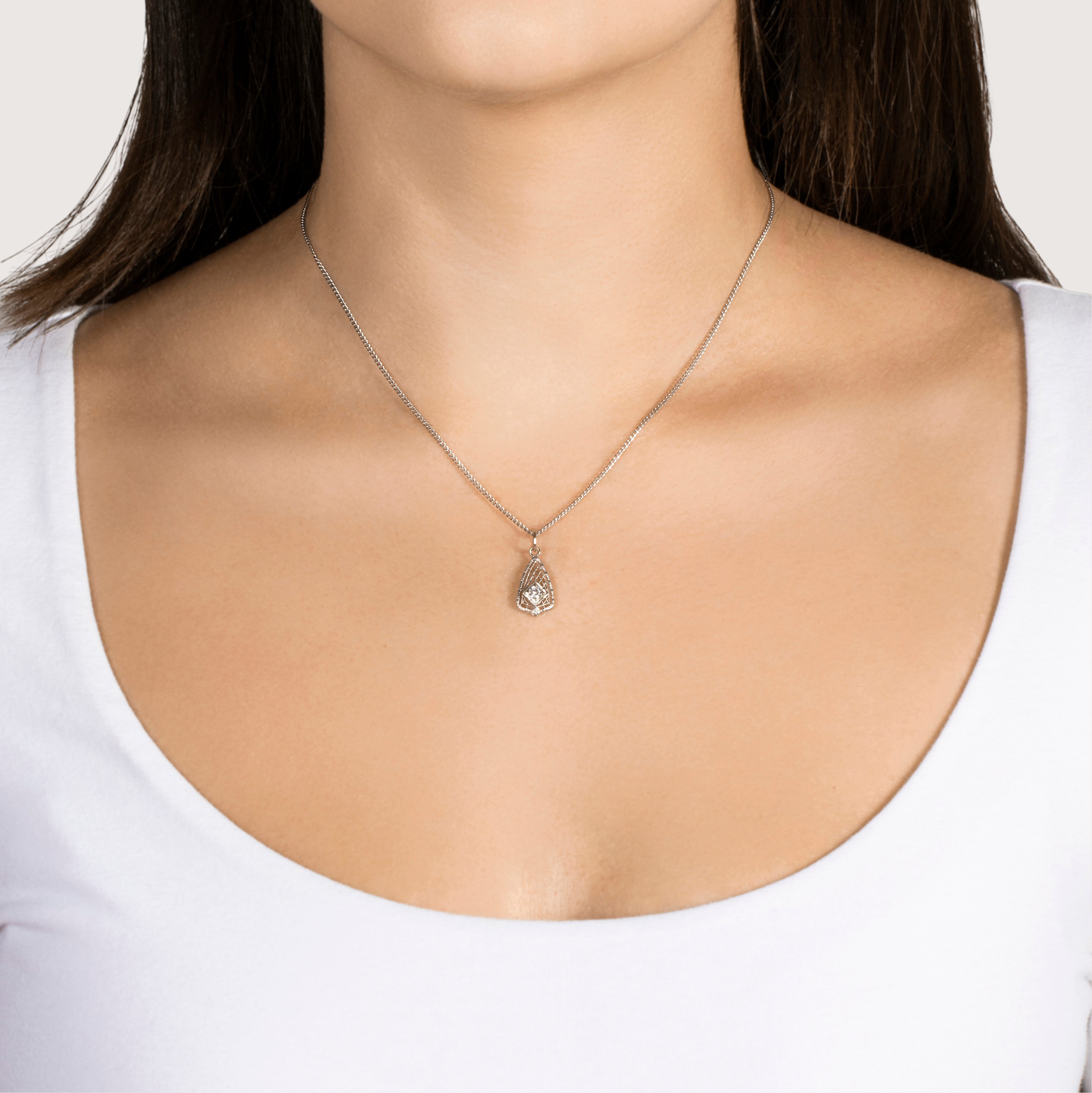 Antique Art Deco 14k White & Yellow Gold Diamond Openwork Shield Charm / Pendant、mySite、hinf8tx79