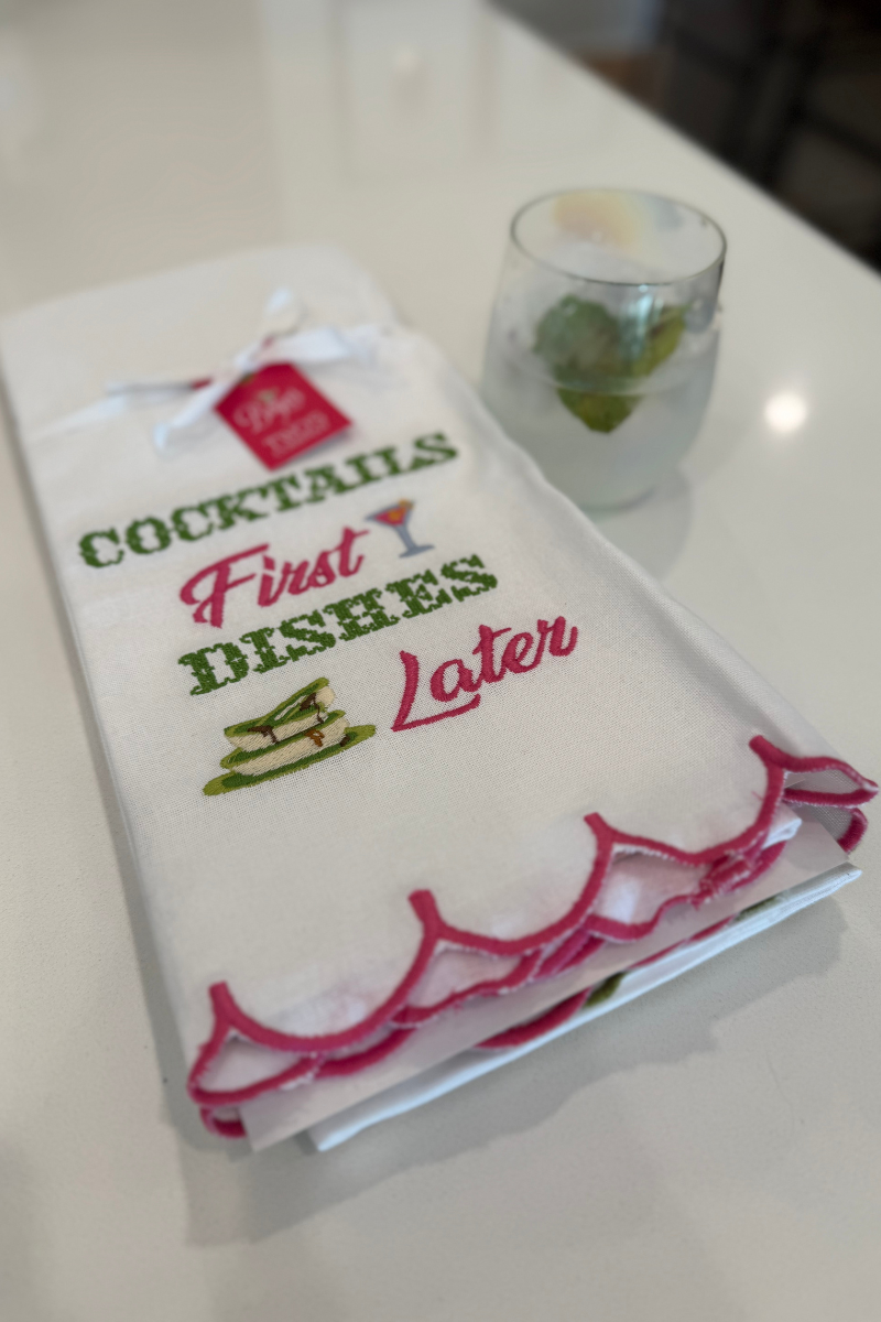 Drinking Kitchen Dish Towels Set- Cocktails First, Dishes Later、mySite、hinf8tx79