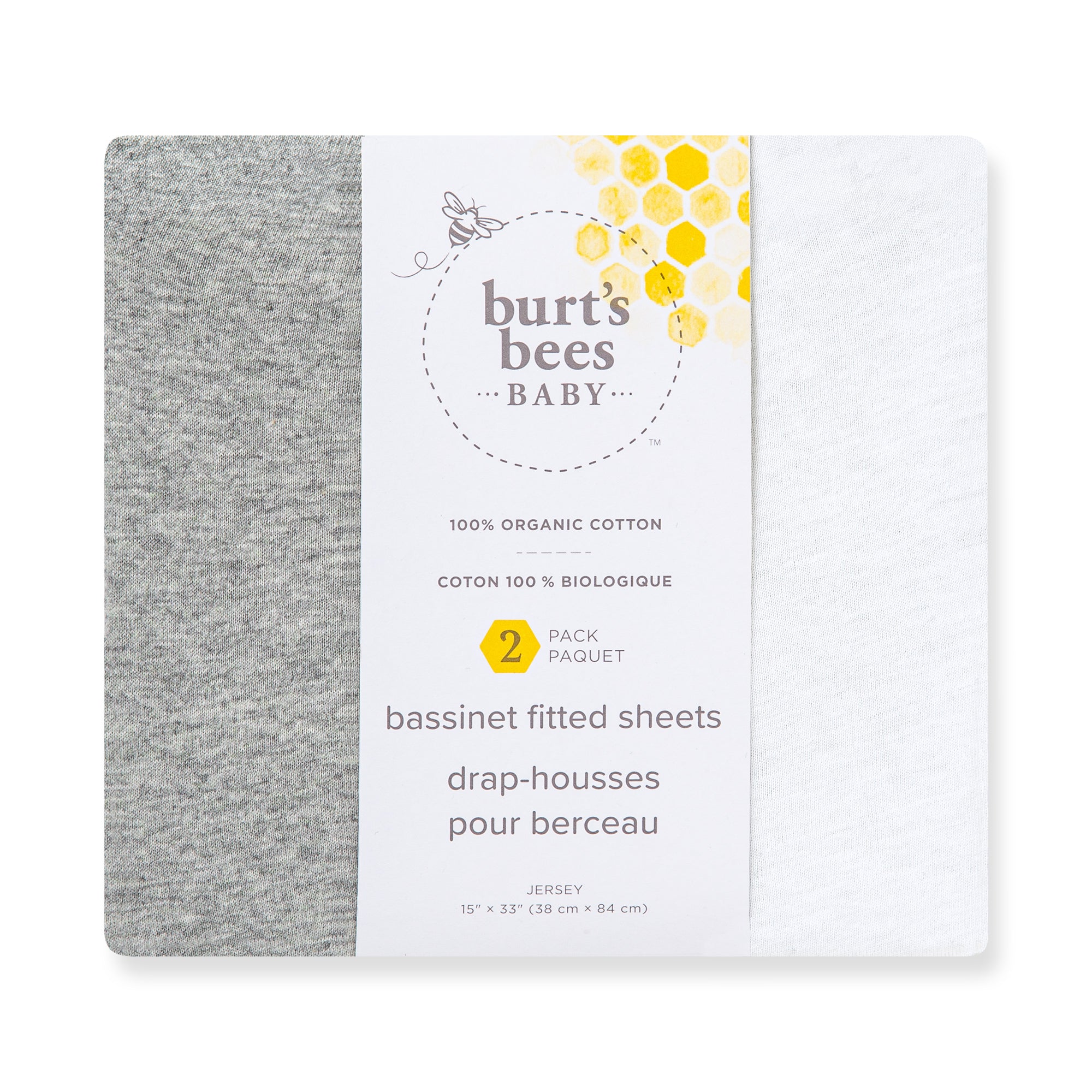 Solid Organic Cotton BEESNUG® Fitted Bassinet Sheet 2 Pack、mySite、g9winljtr