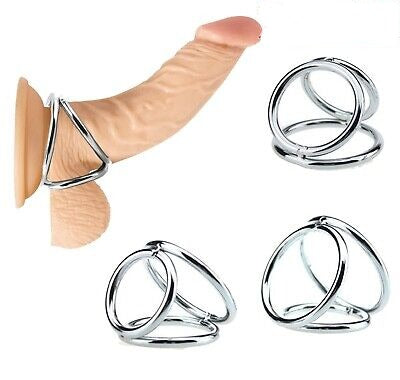 Tri-Sport Triple 3 Ring Cage | Universal | Cock Sling | Chrome | Fetish、mySite、bottomscart