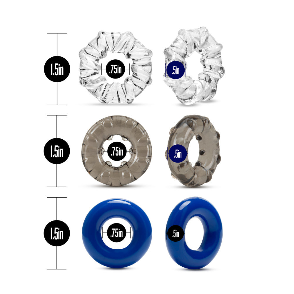 Stay Hard By Blush® | Triple Stretch Penis Rings (3-Pack)、mySite、bottomscart