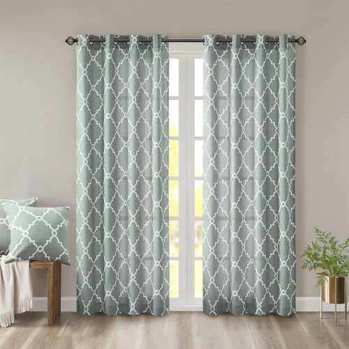 Fretwork Print Grommet Top Window Curtain Panel(Only 1 Pc Panel)、、eastwooduniform