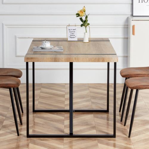 Rustic Industrial Rectangular Wood Dining Table For 4-6 Person, With 1.5" Thick Engineered Wood color Tabletop and Black Metal Legs,Desk For Kitchen Dining Living Room, 55.1" x 31.4"x 29.9"1529W115172、、casual