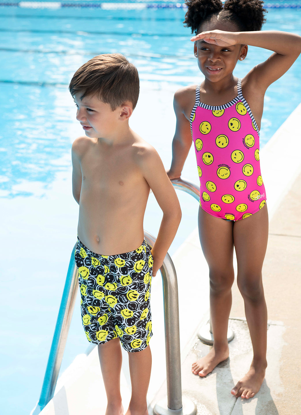 Dolfin Boys' Print Little Dolfin X SmileyWorld Swim Trunks (Toddler, Little Kid)、mySite、noshort