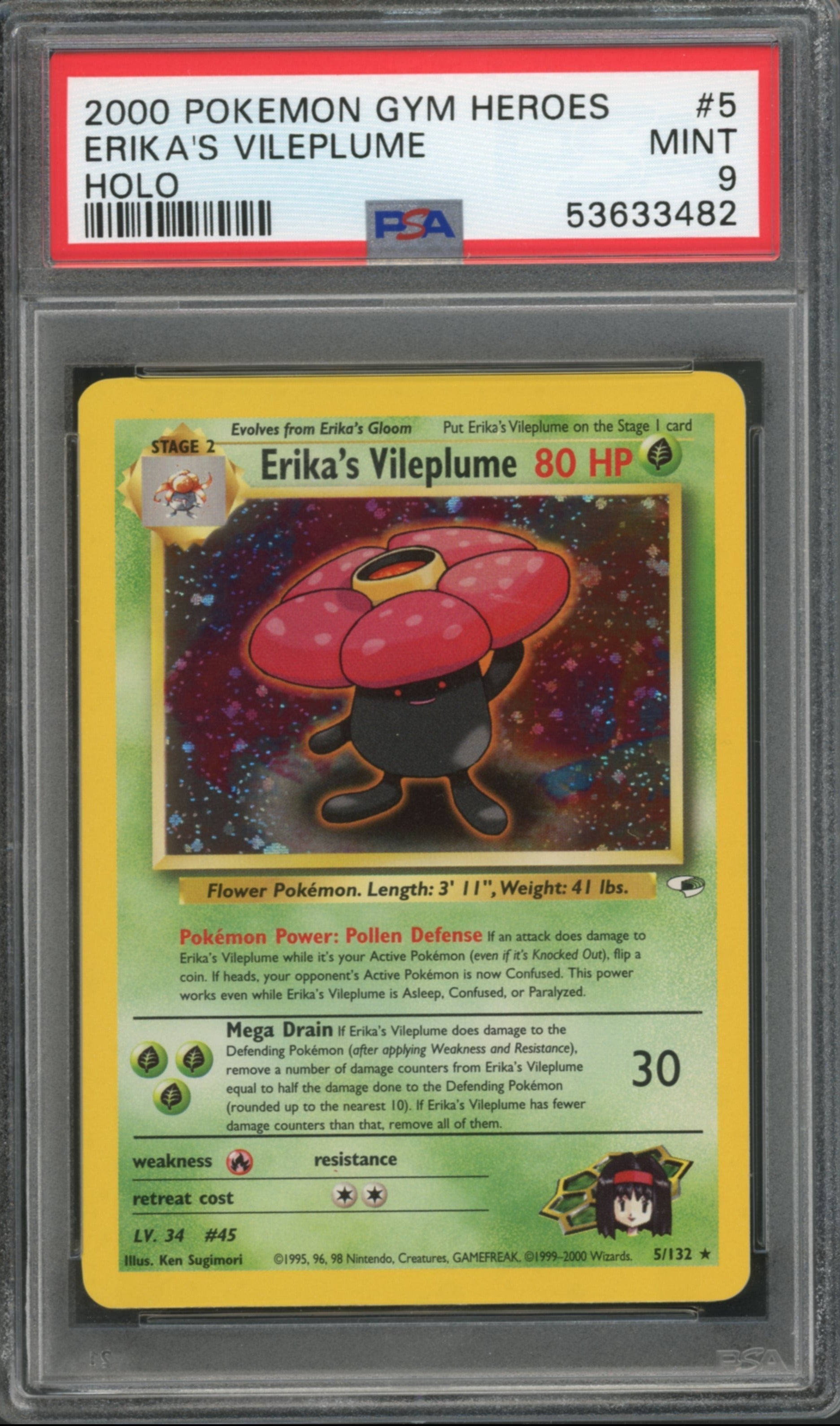 Erika's Vileplume #5 PSA 9 Gym Heroes、mySite、waistdrama