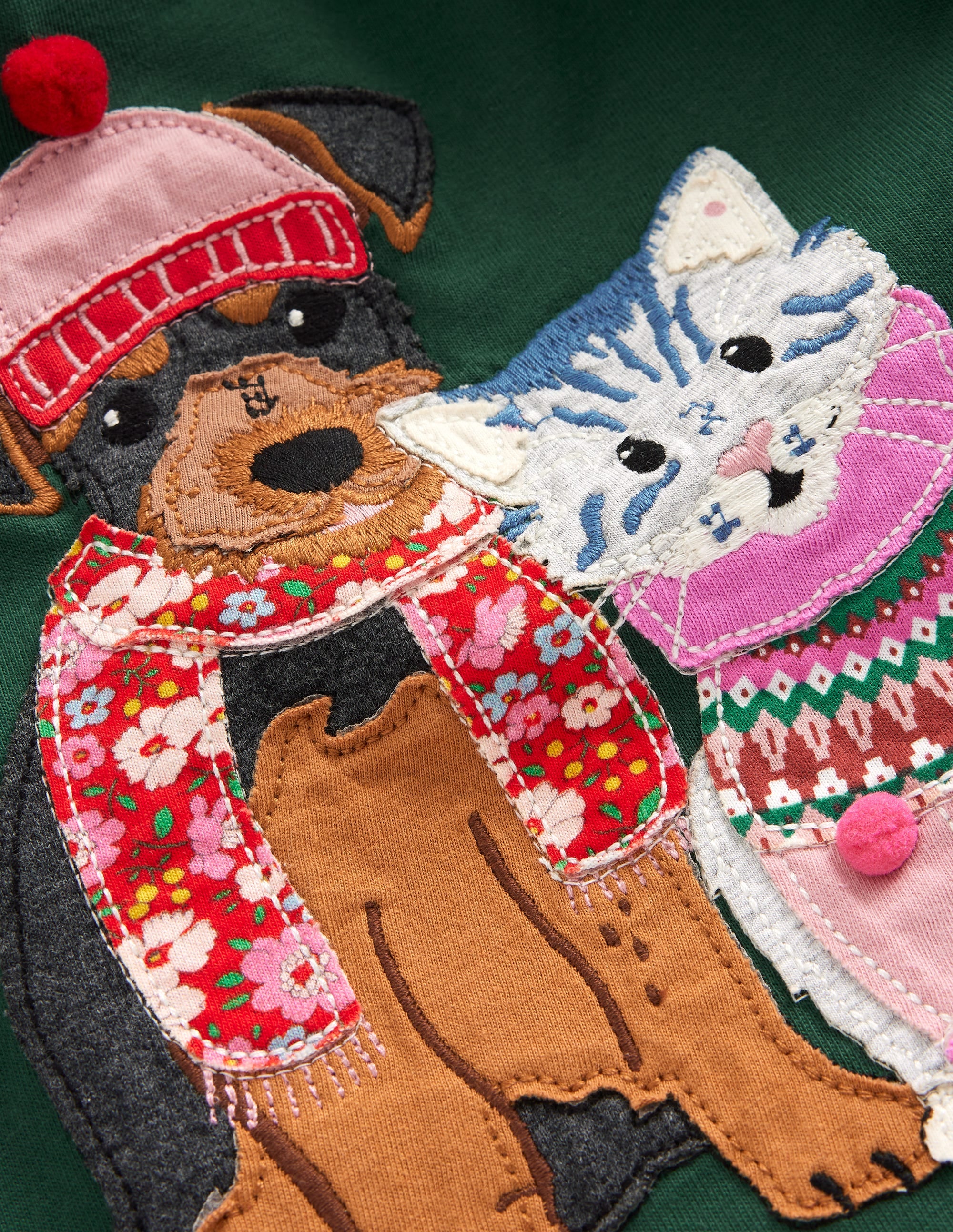  Appliqué Long Sleeve Top-Jewel Green Winter Friends、mySite、ashleygrahame