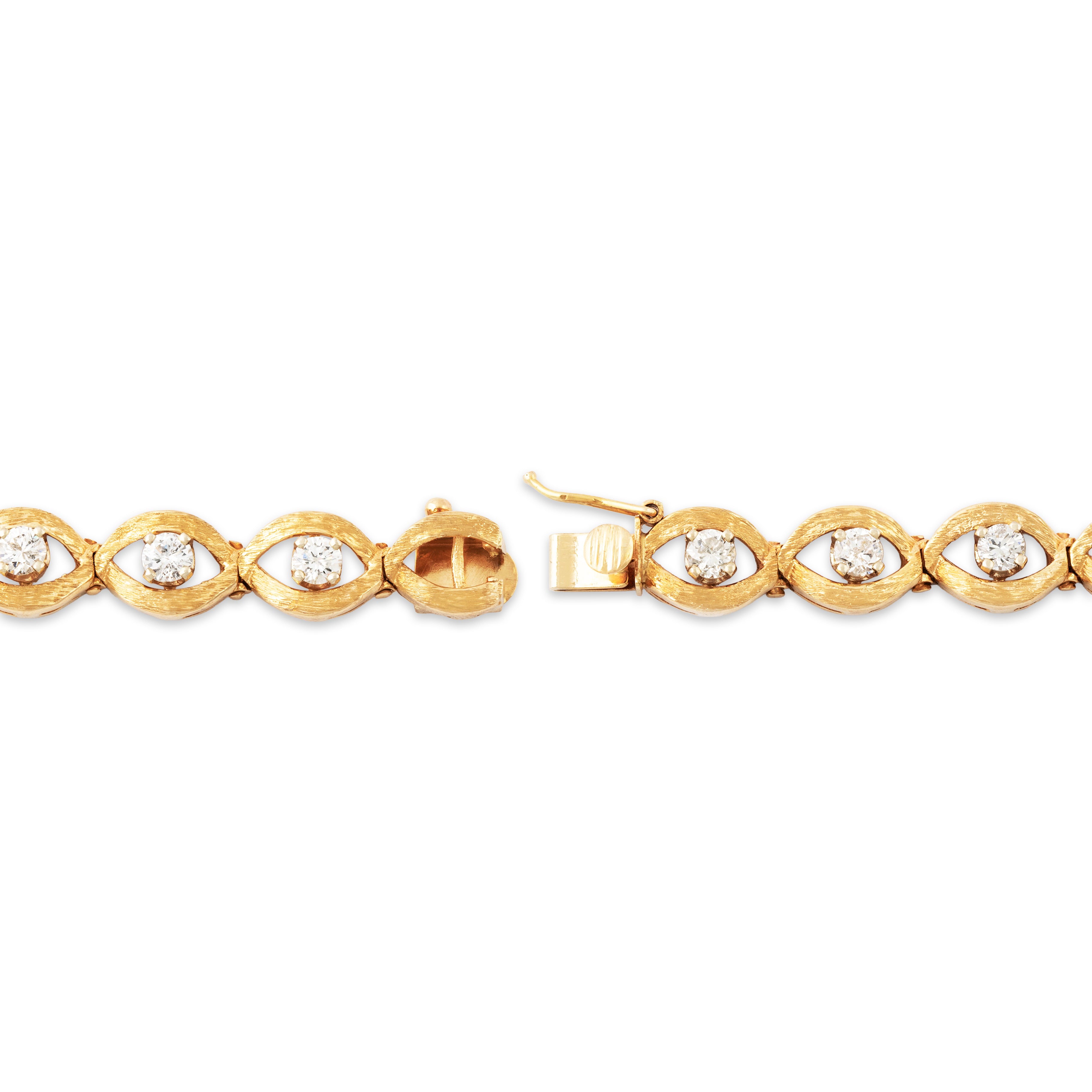 Vintage Heavy 14k Gold 2.48cttw Diamond Textured Link Bracelet 6.5、mySite、hinf8tx79