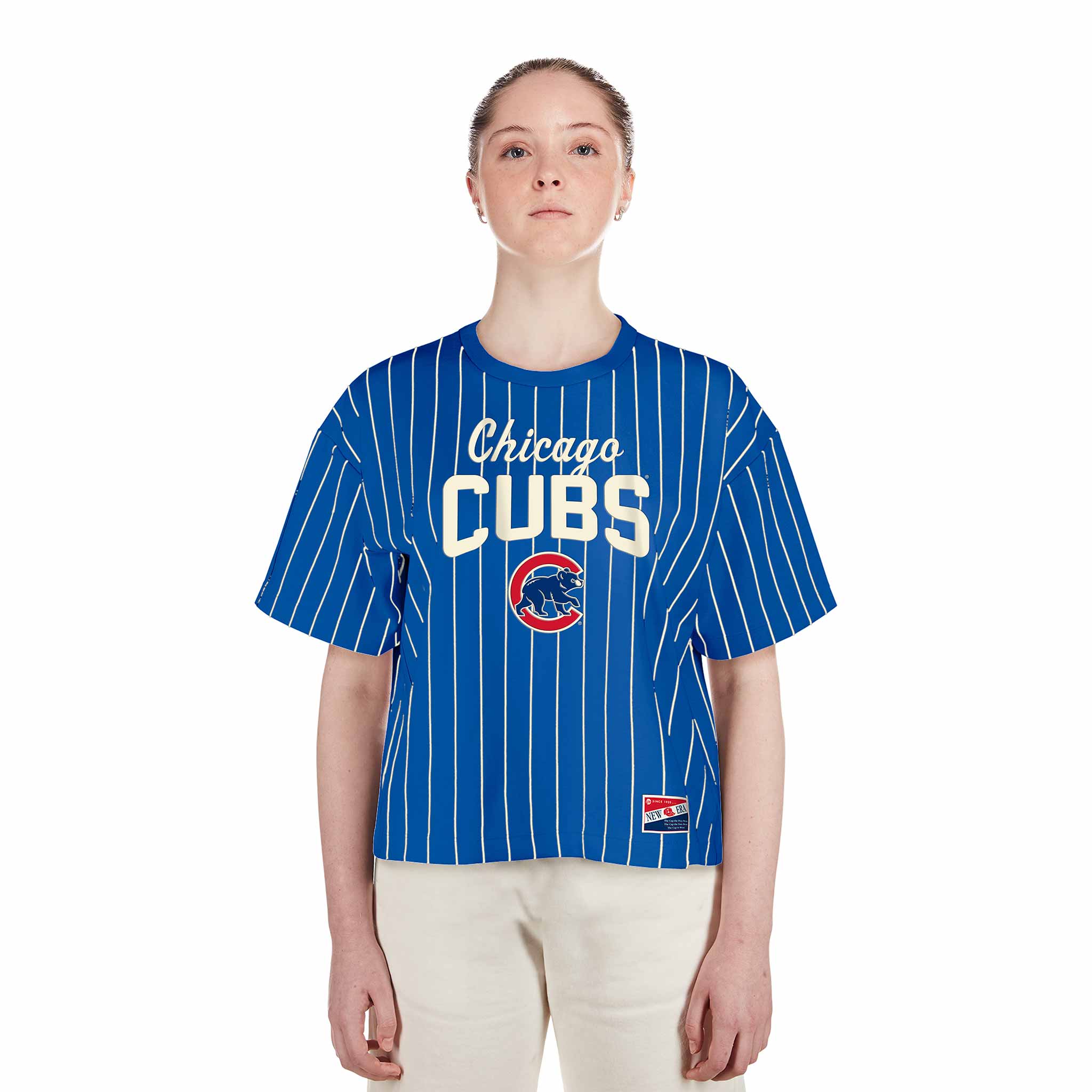 Chicago Cubs Women's New Era Pinstripe T Shirt、mySite、vikingsvslions