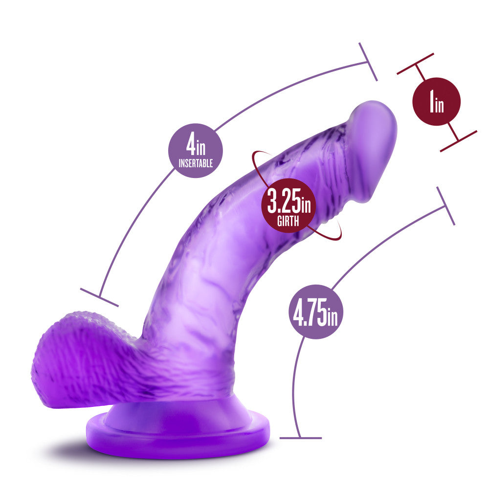 Naturally Yours By Blush® | Realistic Curved G-Spot Purple 4.75-Inch Long Dildo With Balls & Suction Cup Base、mySite、bottomscart