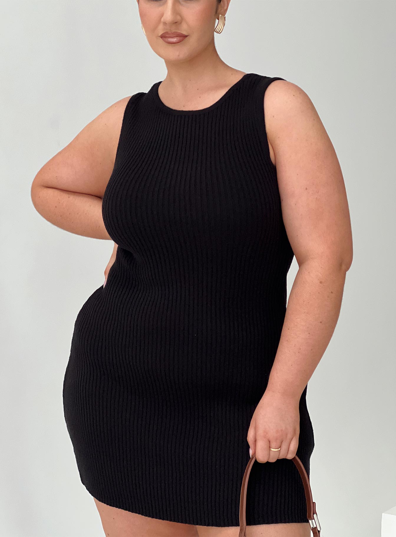 Osment Knit Mini Dress Black Curve、mySite、solidvoid