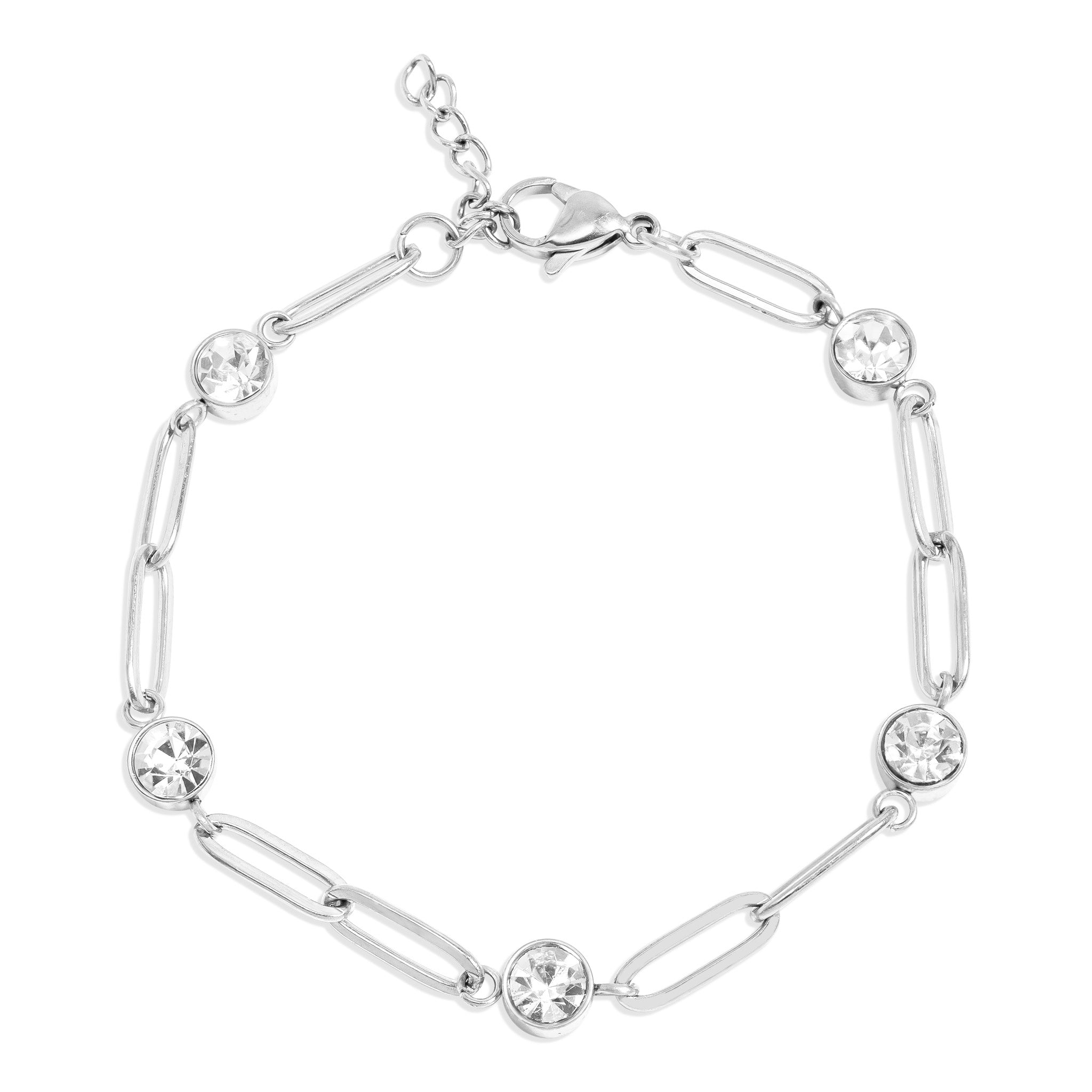 18K Gold PVD Stainless Steel Stone Paperclip Bracelet / BRJ1024、mySite、dreamappss