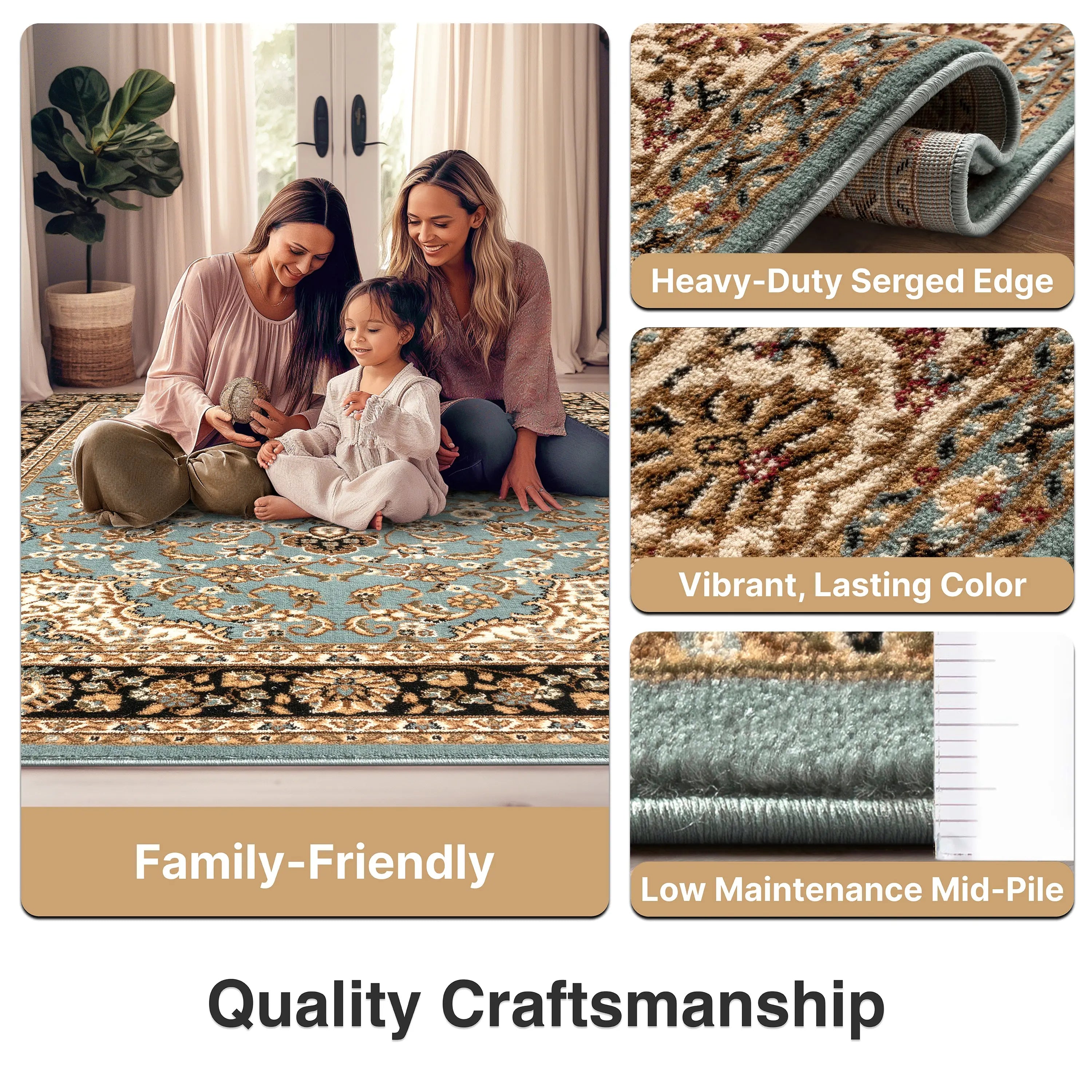 Medallion Kashan Light Blue Traditional Rug、mySite、gigharbornorthrealestate