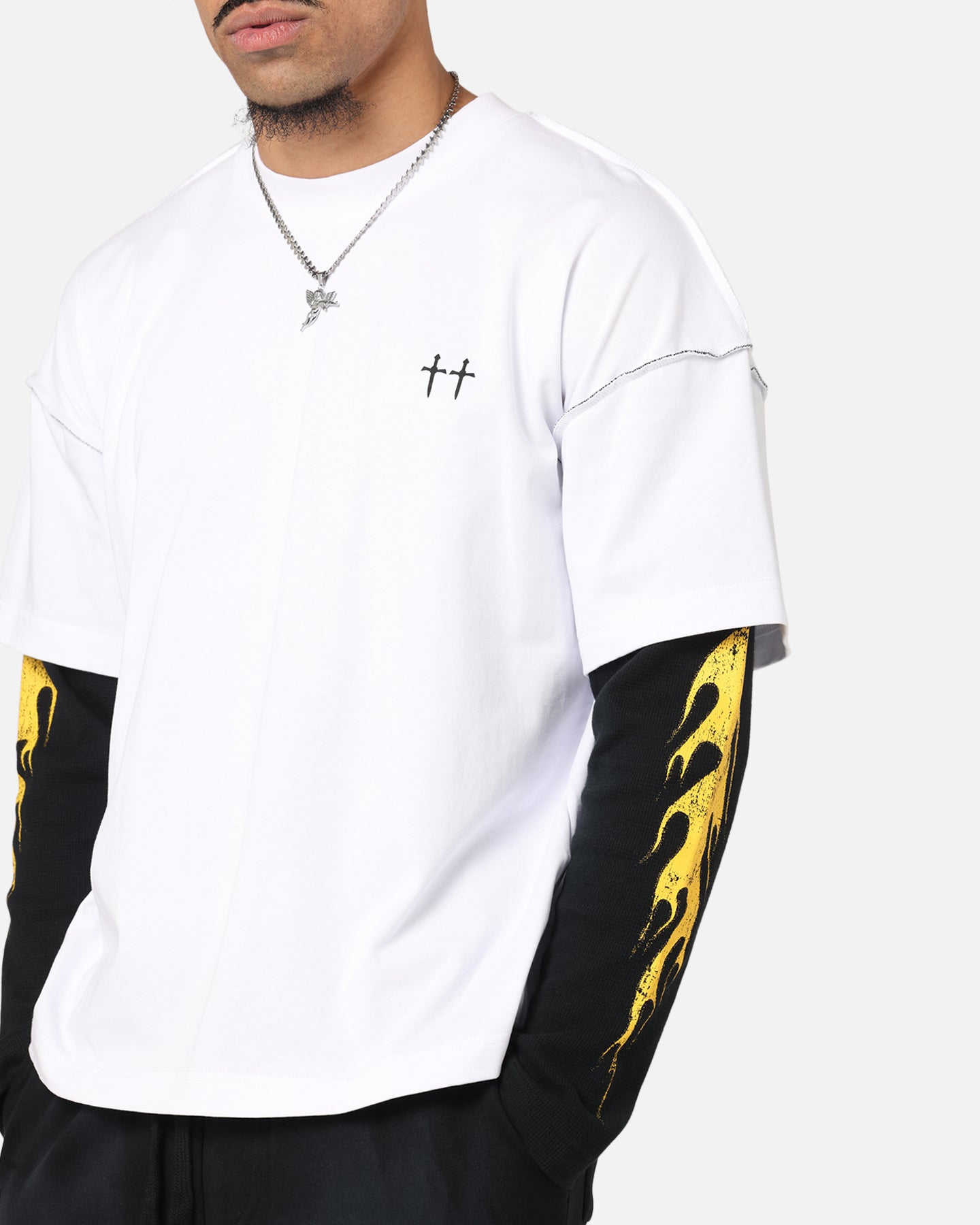 Saint Morta La Flame Long Sleeve T-Shirt White/Black、mySite、zt4zffjzw