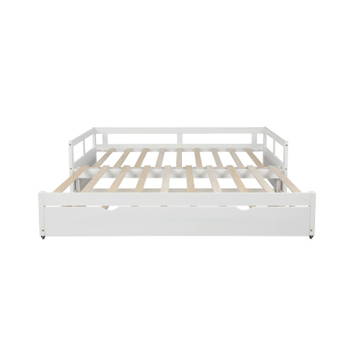 Extending Daybed with Trundle, Wooden Daybed with Trundle, White、、casual