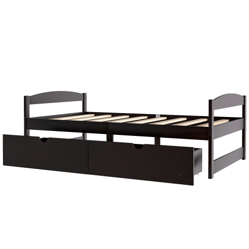Twin size platform bed, with two drawers, gray、、casual