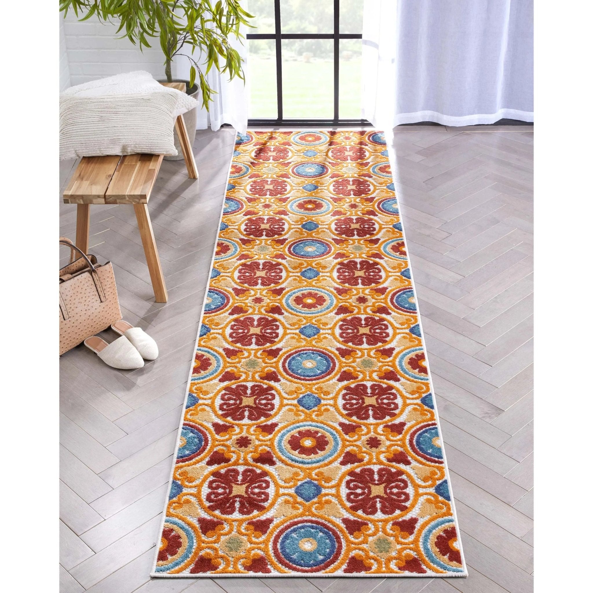 Audun Modern Geometric Indoor/Outdoor Red High-Low Rug、mySite、gigharbornorthrealestate