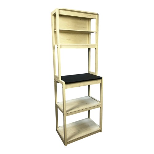  31.5" White and Black color 5-Tier Bakers Rack for Kitchen with Storage, Coffee Bar, Kitchen Shelves, Microwave Stand、、yumabirdnaturehistoryfestival