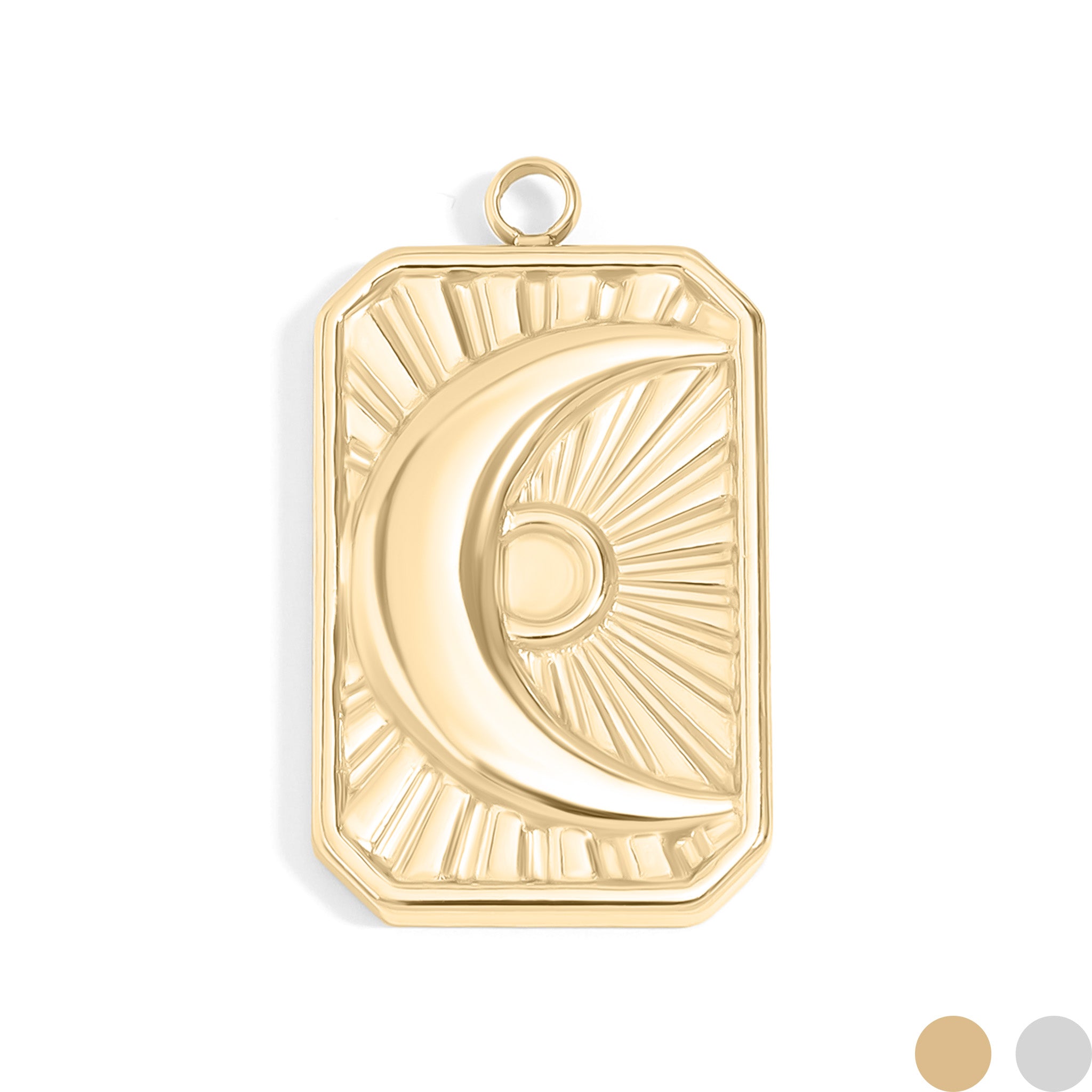 18K Gold PVD Stainless Steel Sunburst Moon Charm / PDL0062、mySite、dreamappss