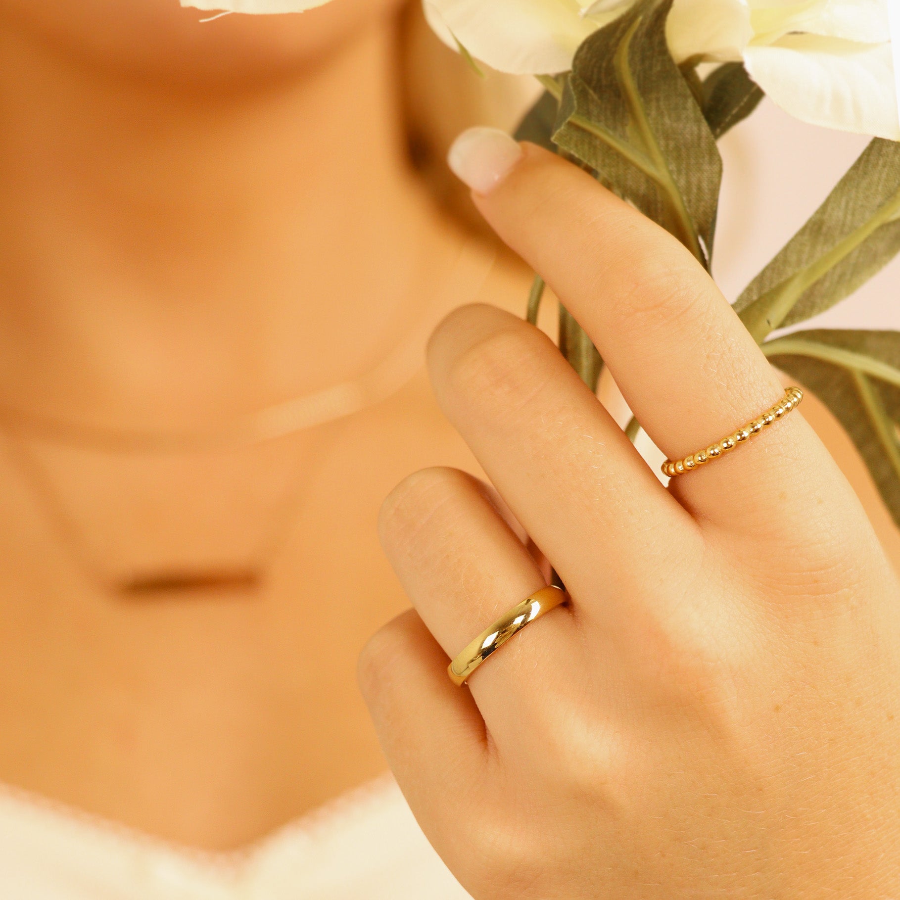 18K Gold PVD Stainless Steel Blank Ring / CFR0264、mySite、dreamappss