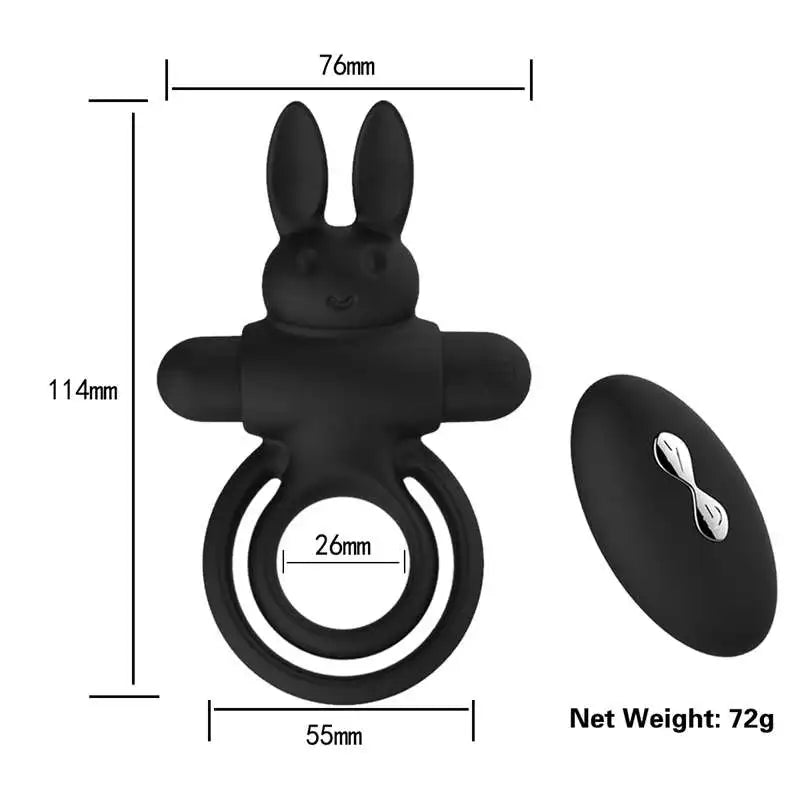 Rabbit Double Cock Ring | Clit Stimulator | 10 Modes | Couples | Remote Control、mySite、bottomscart