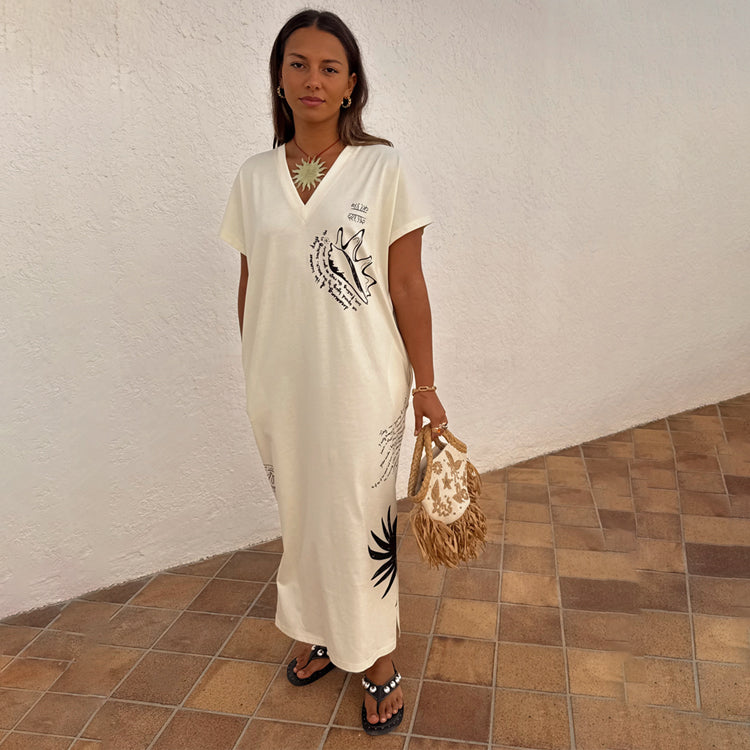Cream Palma T Shirt Dress、mySite、solidvoid