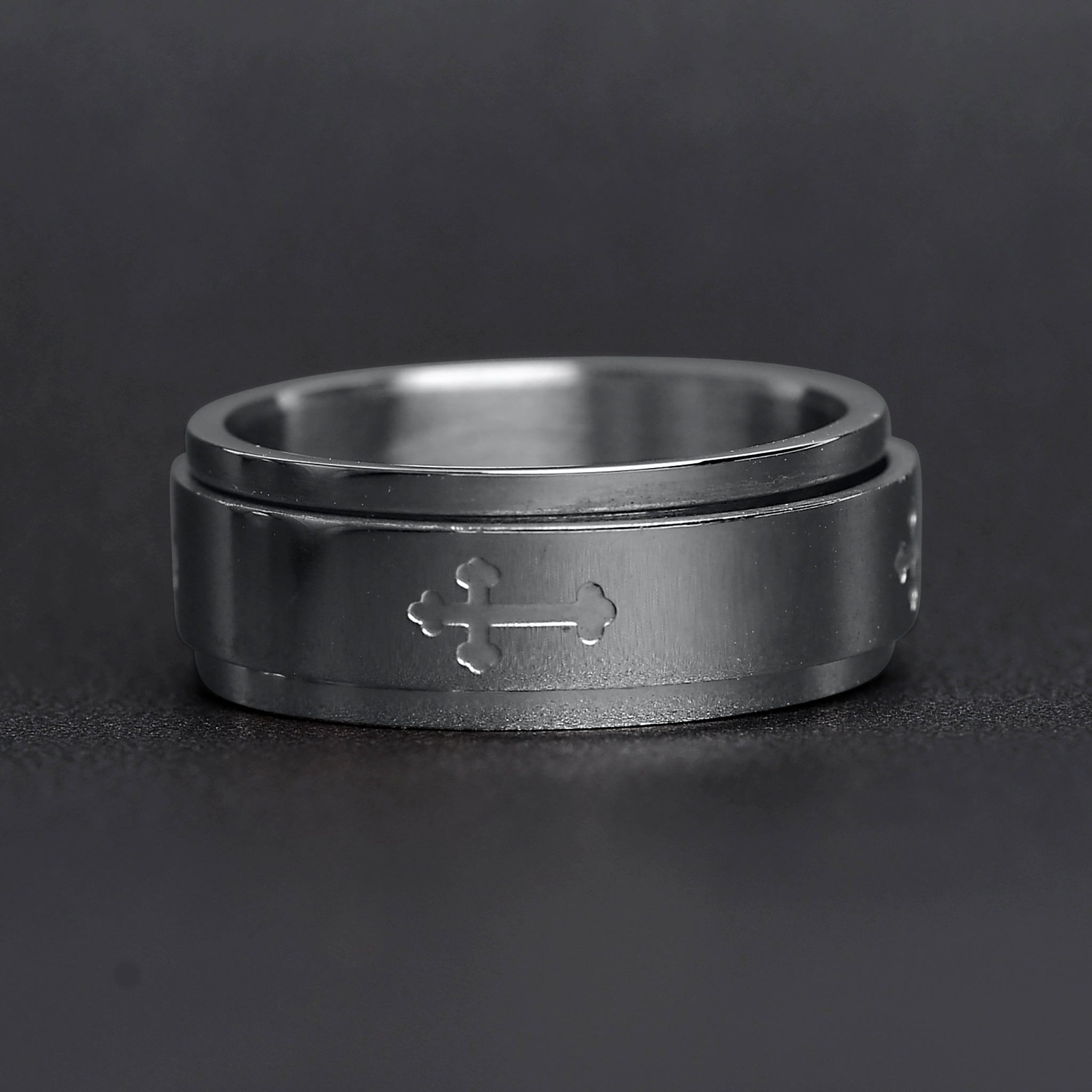 Stainless Steel Cross Spinner Center Highly Polished Ring / SRJ2280、mySite、dreamappss