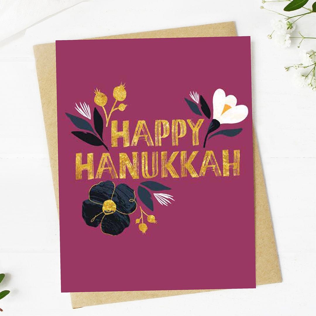  Happy Hanukkah Red & Gold Greeting Card、mySite、elrpsem3k