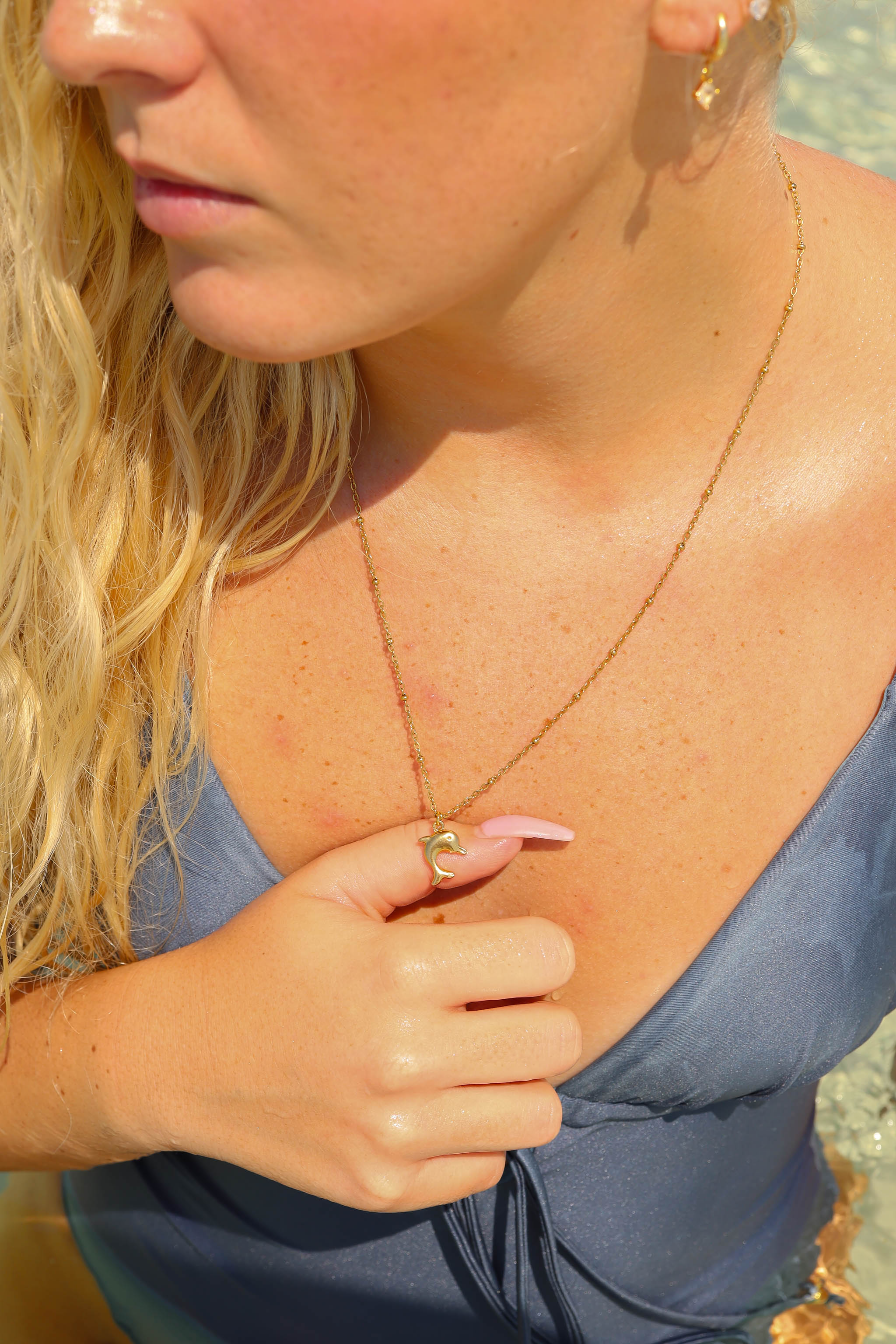 18K Gold PVD Stainless Steel Dolphin Charm / PDL0099、mySite、dreamappss