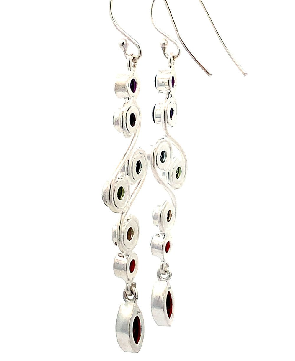 Chakra Rainbow Sterling Silver Dangle Earrings、mySite、topwebapps
