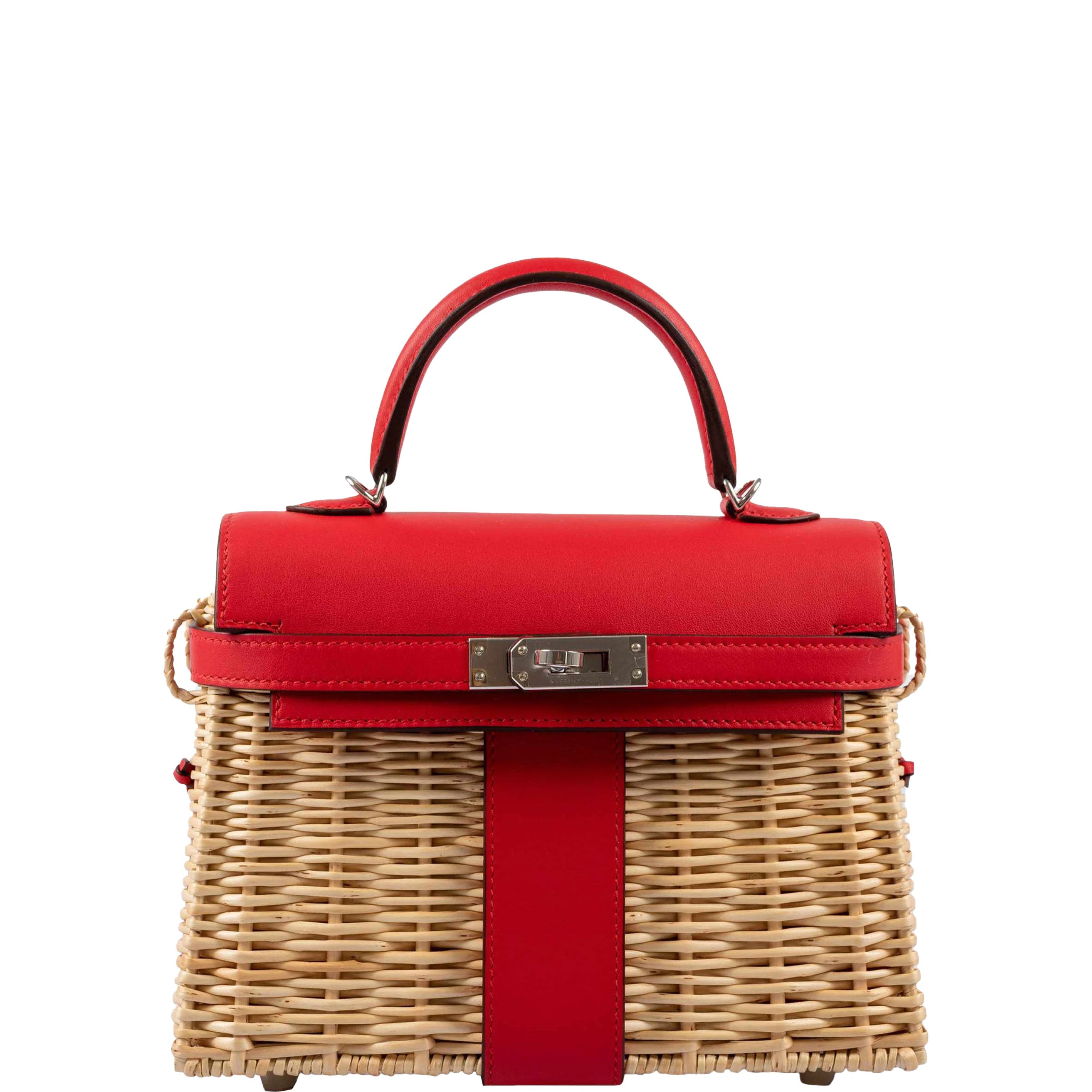 Hermès Mini Picnic Kelly 20 Rouge de Coeur Swift and Osier Wicker Palladium Hardware、mySite、garminoutage.com