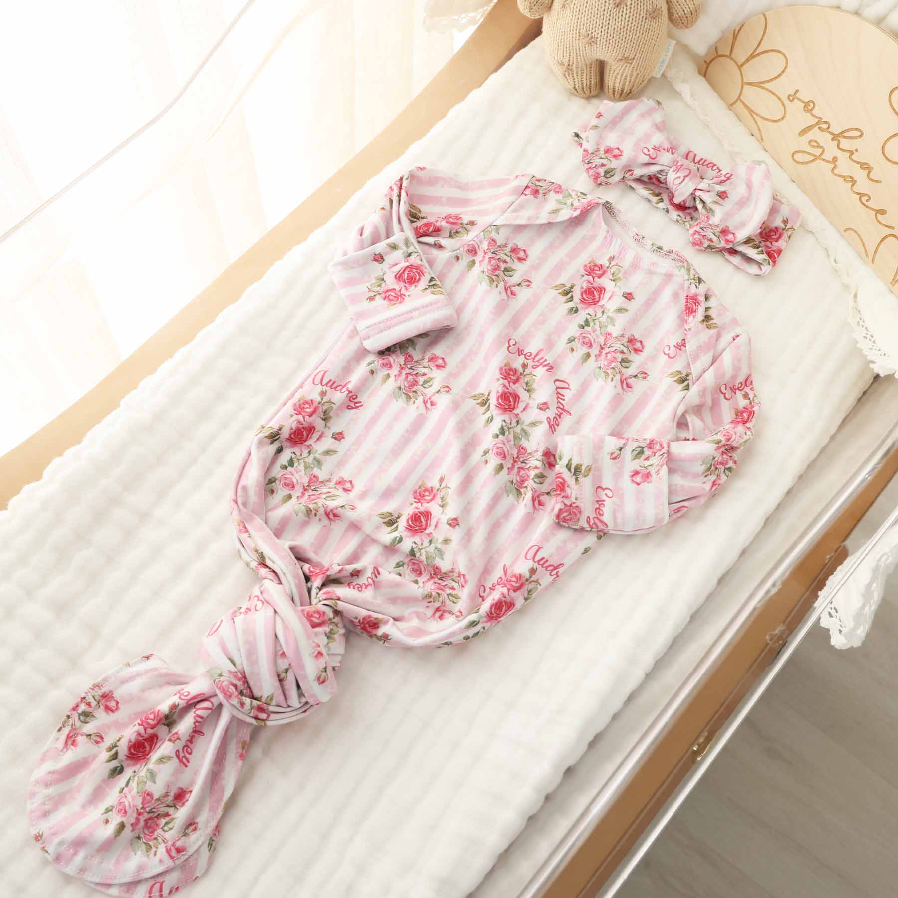  Shabby Chic Personalized Newborn Baby Knot Gown、mySite、layawaytickets
