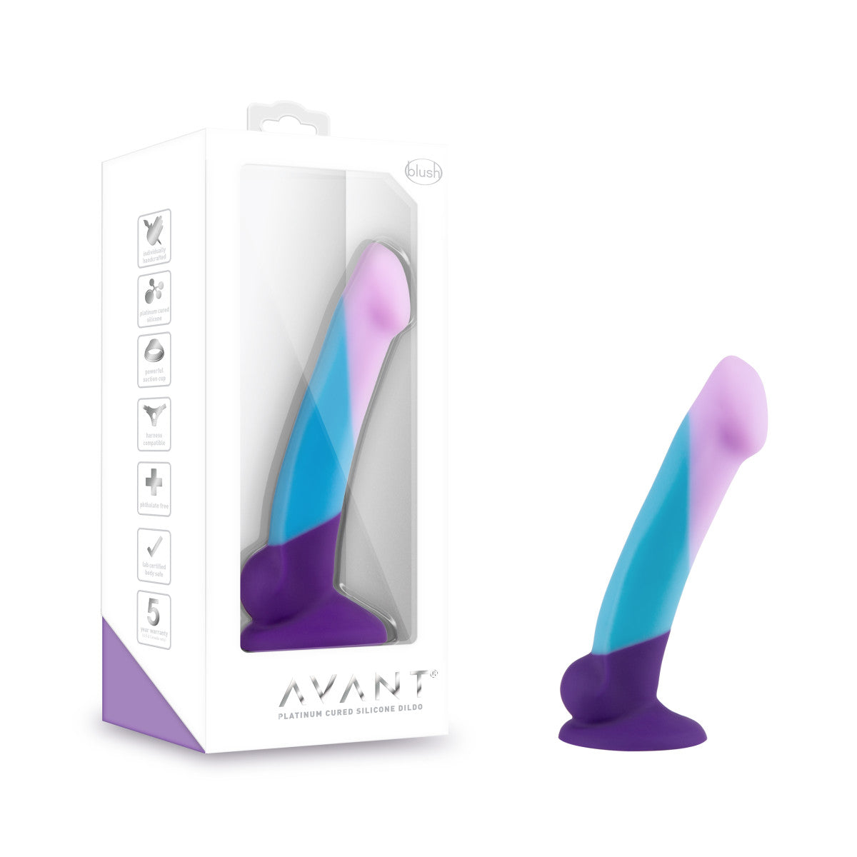 Avant By Blush® | Purple Haze D16: Artisan 7 Inch Curved G-Spot Dildo with Suction Cup Base - Elegantly Made with Smooth Ultrasilk® Purio™ Silicone、mySite、bottomscart