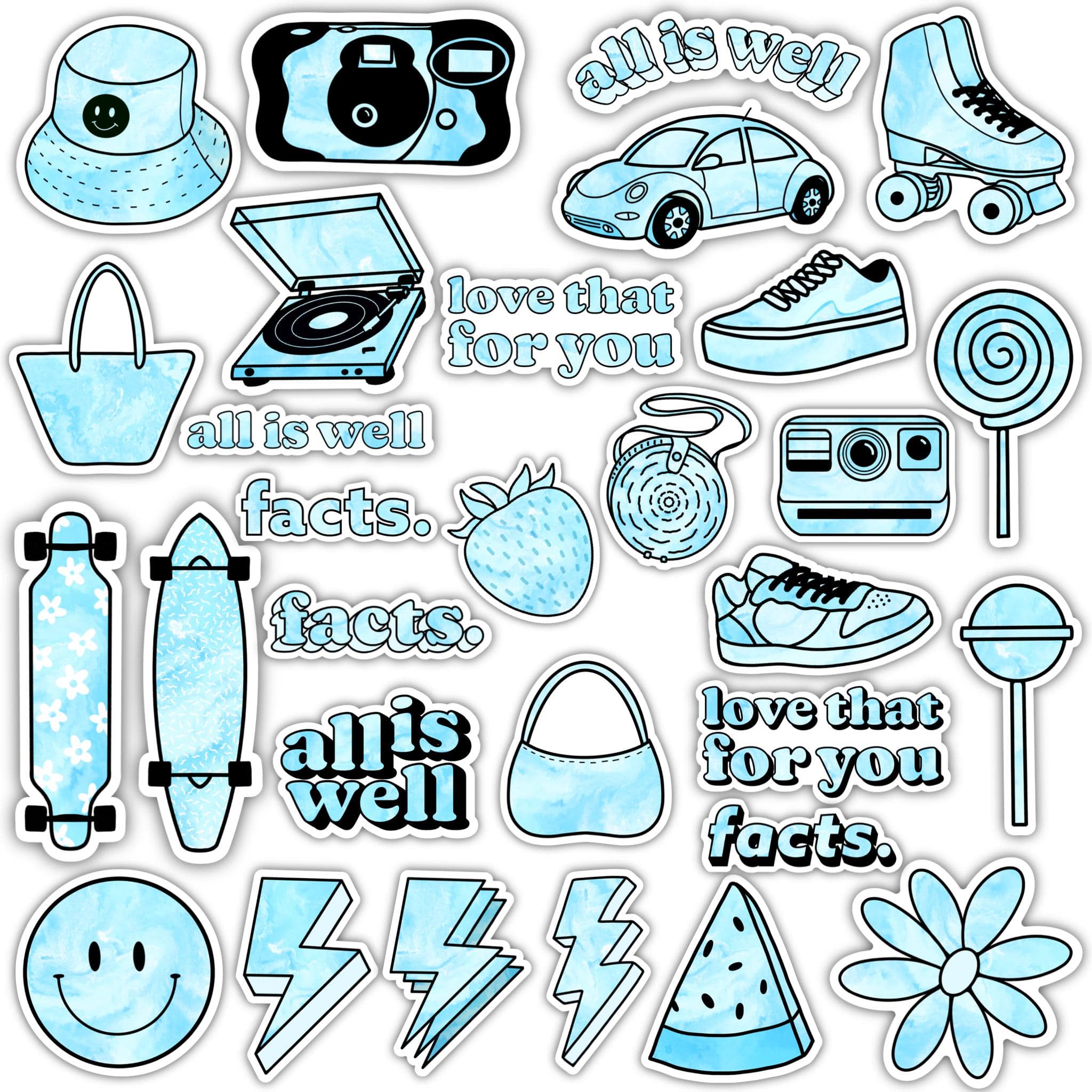  Blue Aesthetic Sticker 30 Pack、mySite、elrpsem3k