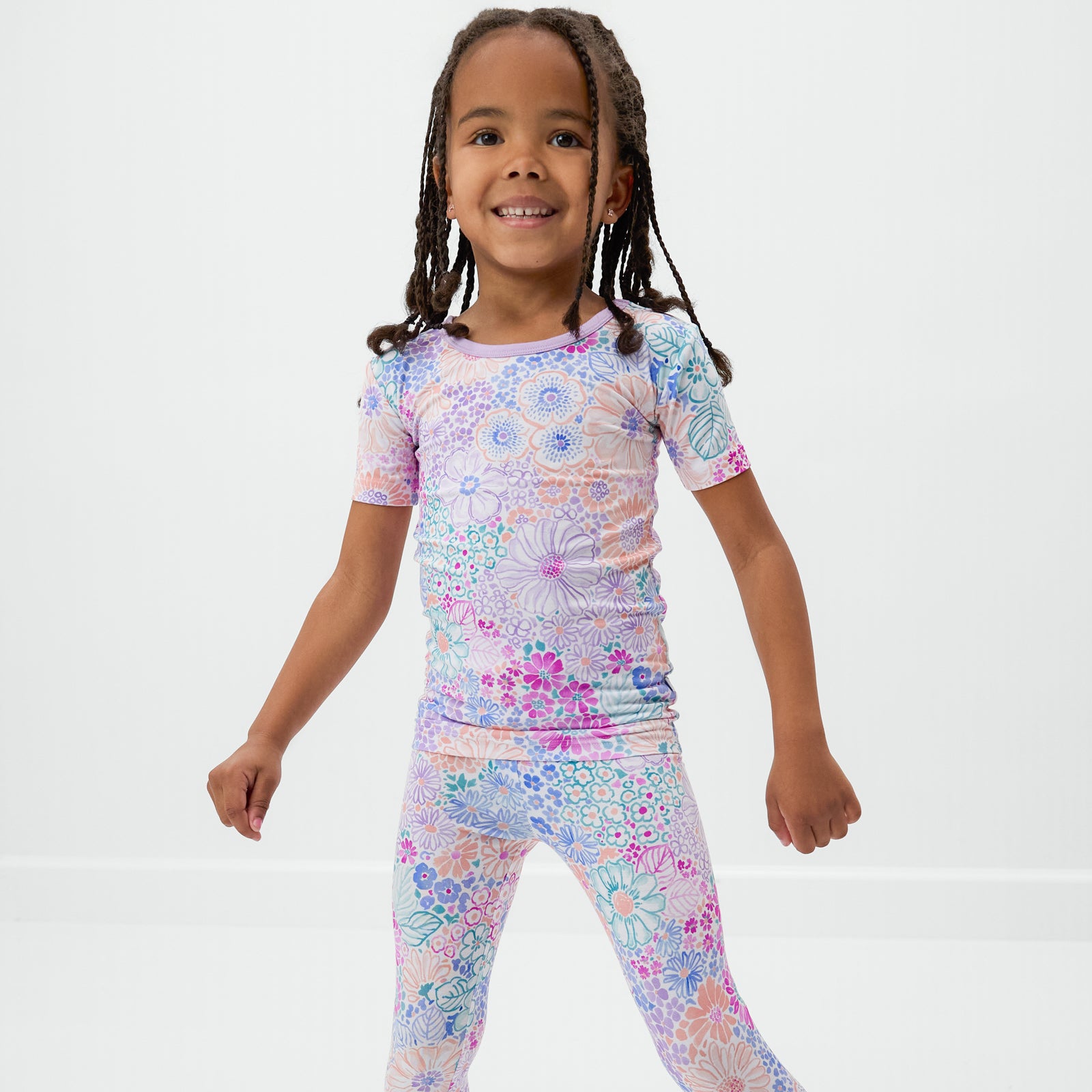 Doodle Blooms Two-Piece Short Sleeve Pajama Set、mySite、g9winljtr