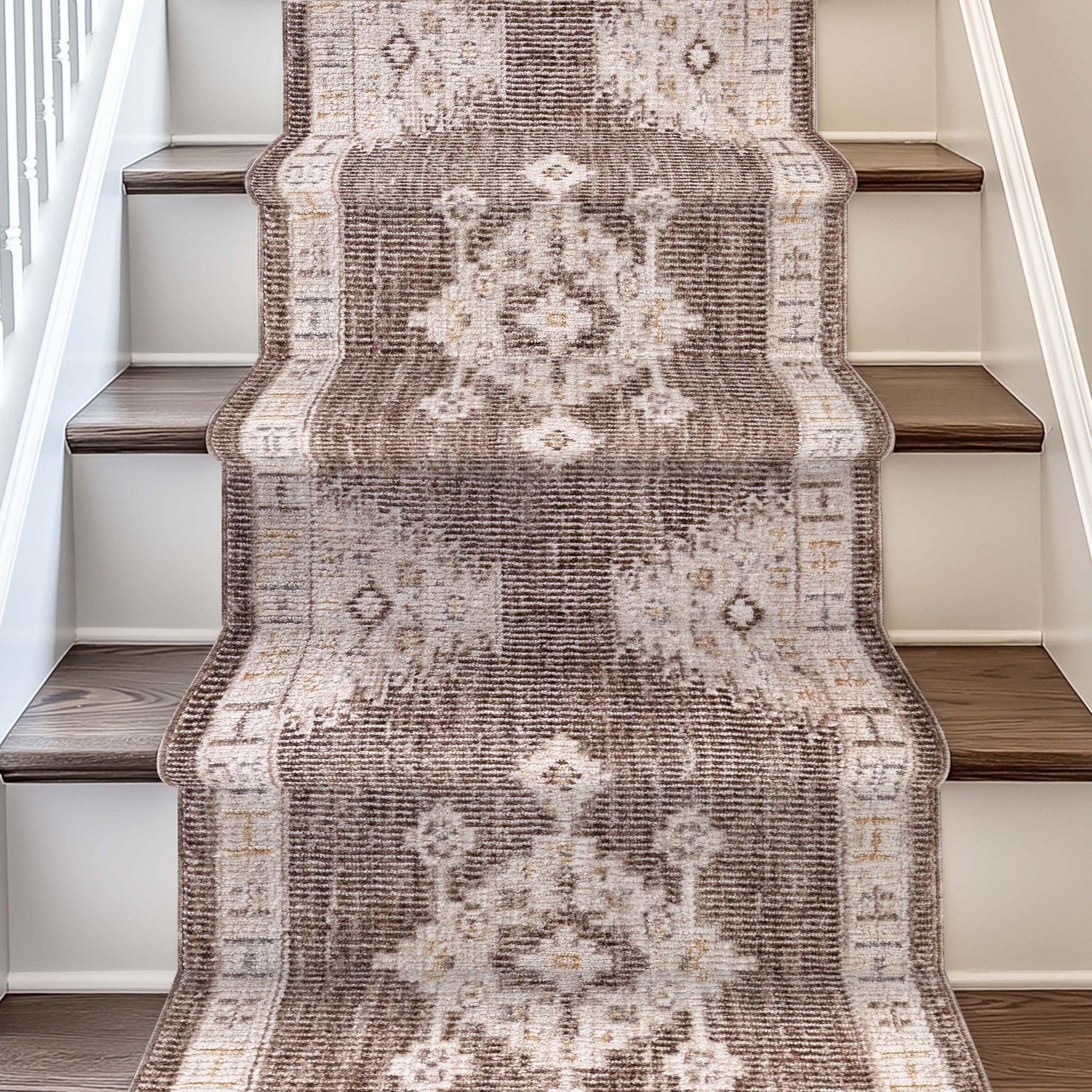 Custom Size Runner Isfjord Tribal Medallion Earth Choose Your Width x Choose Your Length - Perfect For Hallway, Stairs & Kitchen、mySite、gigharbornorthrealestate