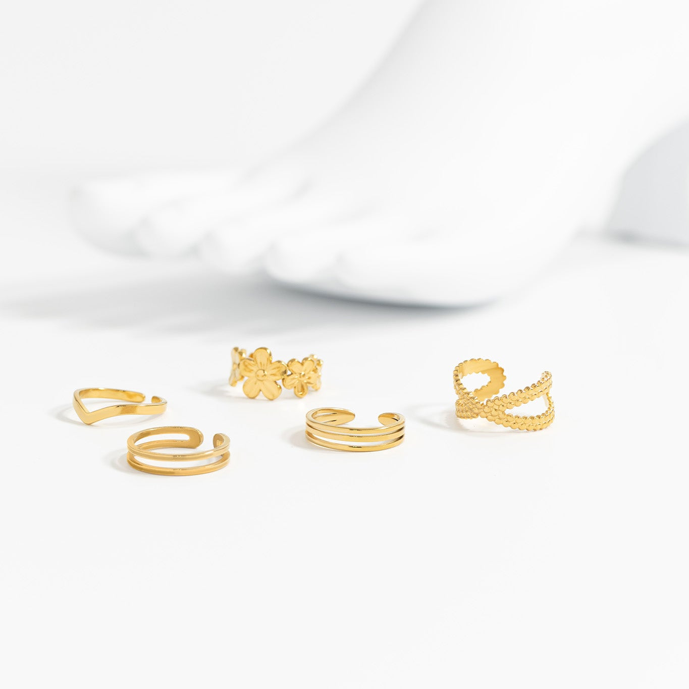 18K Gold PVD Stainless Steel Cross Over Toe Ring / KSS0013、mySite、dreamappss