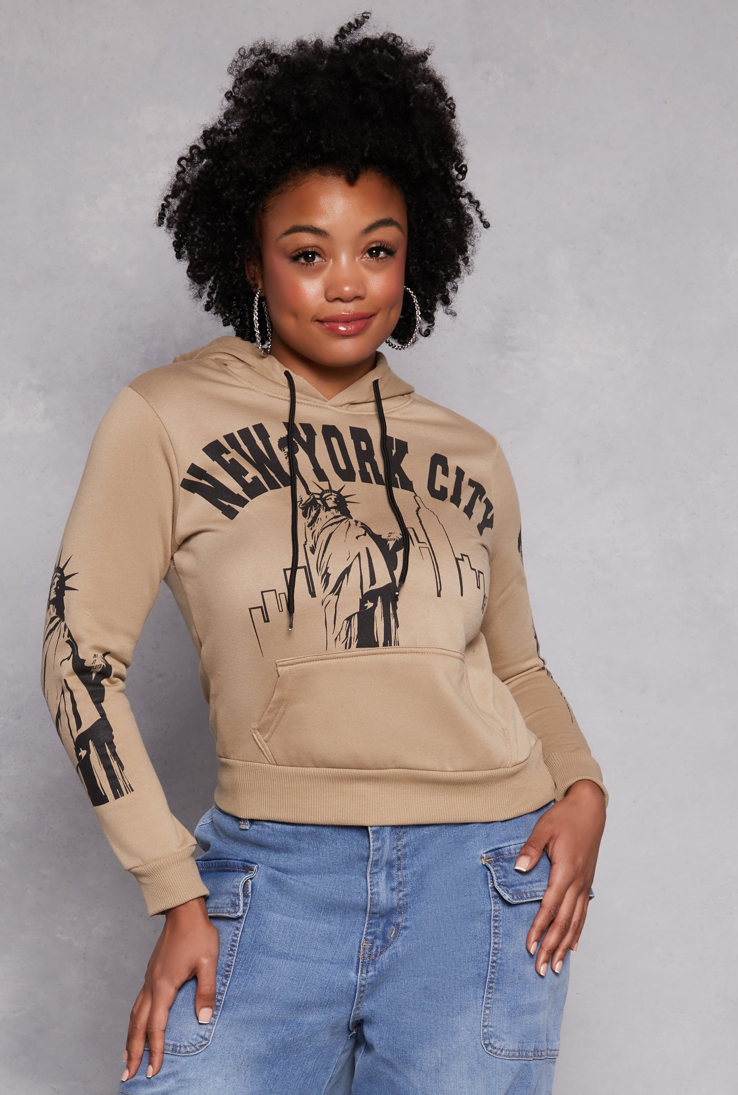 Plus Size New York City Graphic Hoodie、mySite、camillekostekn