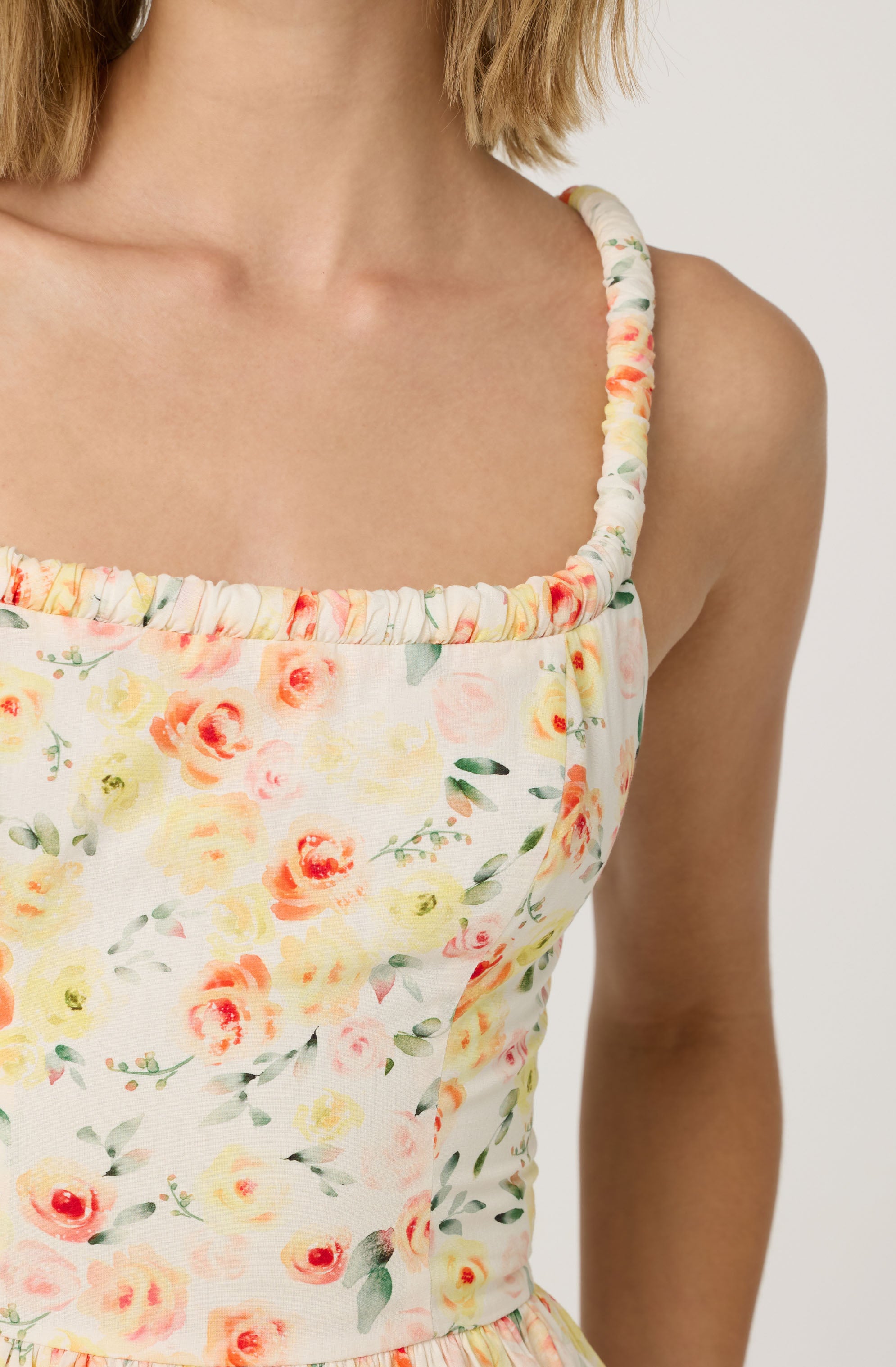 Floral Bubble Hem Peplum Top、mySite、solidvoid