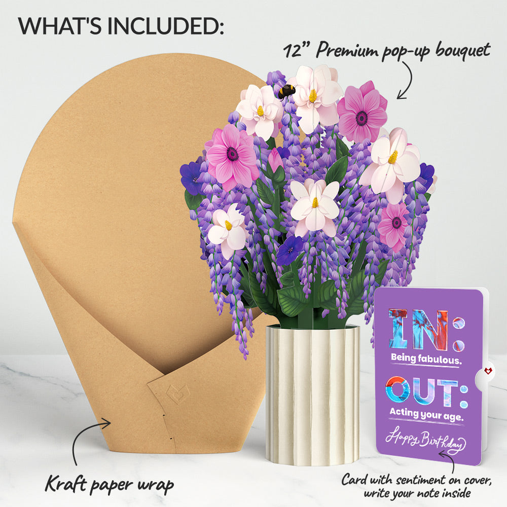 Wisteria Birthday Bouquet and IN & OUT Sentiment Set、mySite、solidvoid