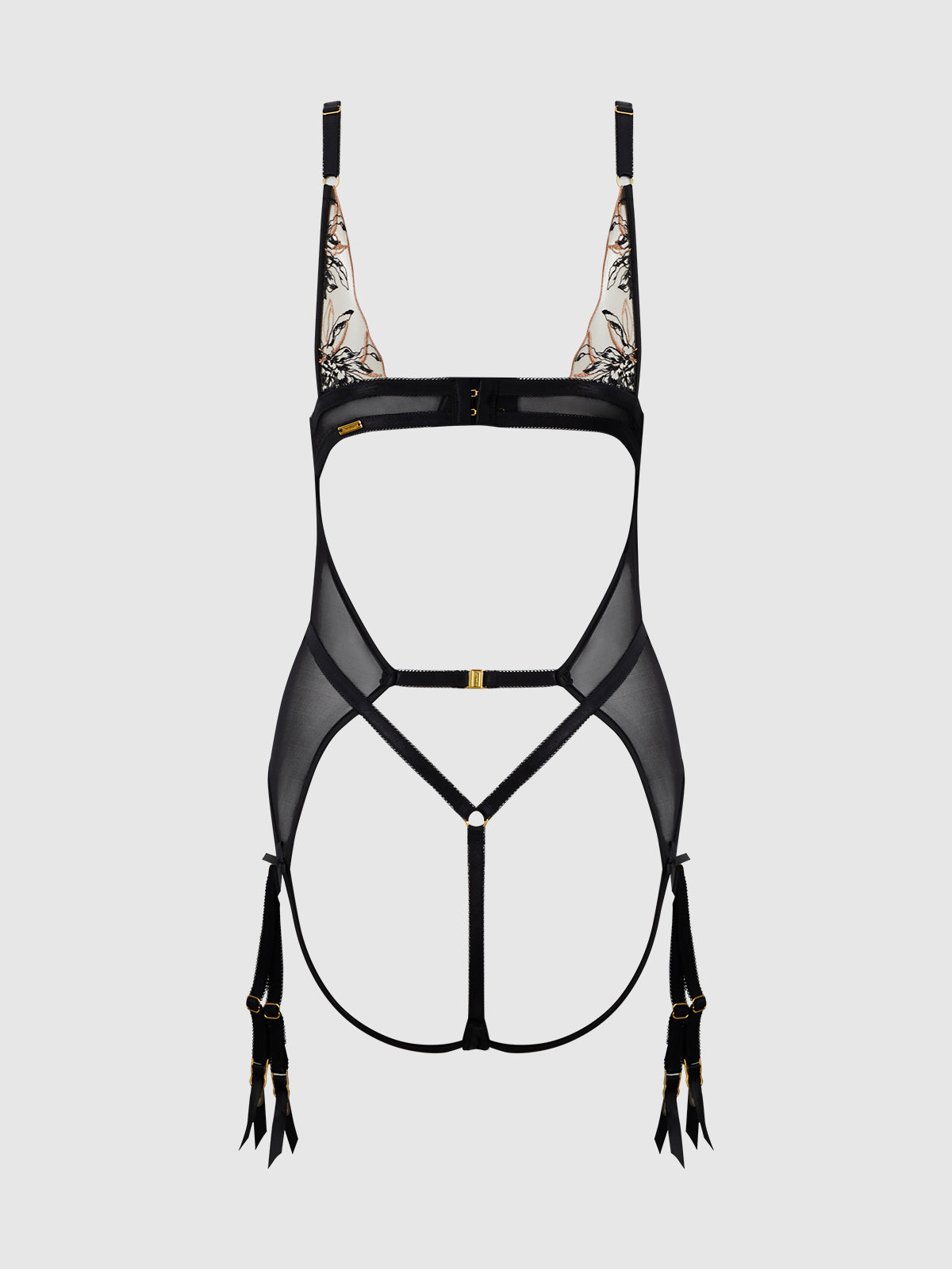 Delfina Embroidered Backless Teddy With Garters、mySite、bengalsvssteelers