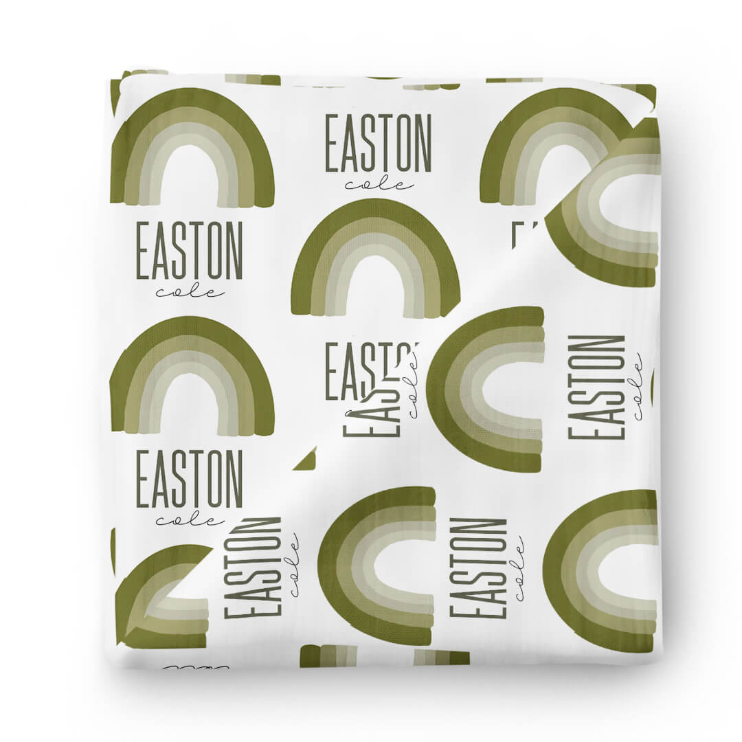  Ombre Rainbow Personalized Swaddle Blanket | Soft Greens、mySite、layawaytickets