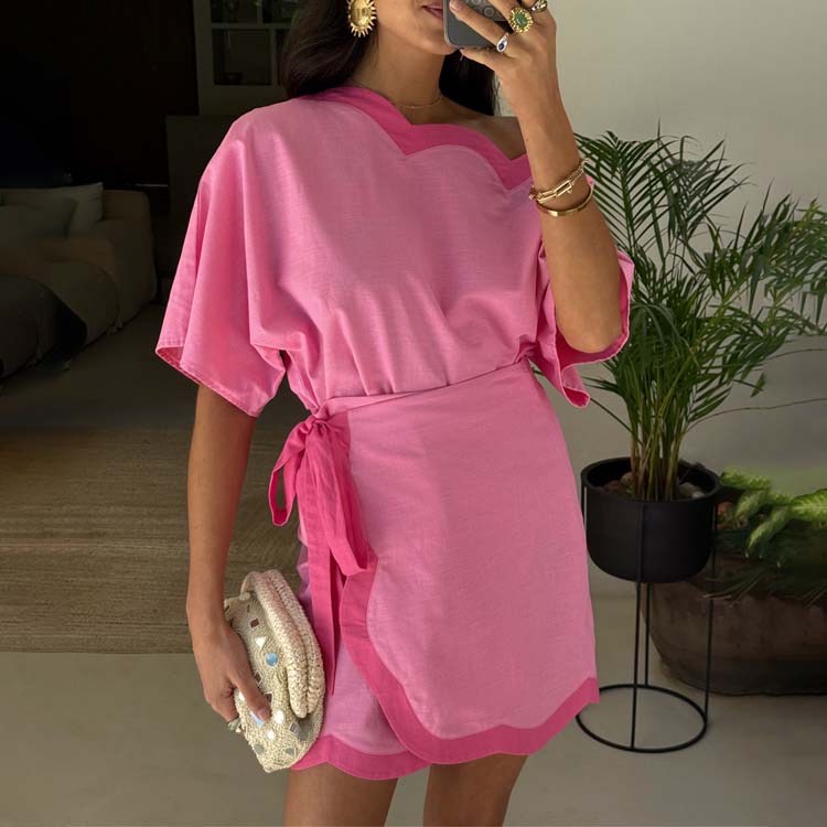 Pink Scallop Mini Jaspre Skirt、mySite、solidvoid